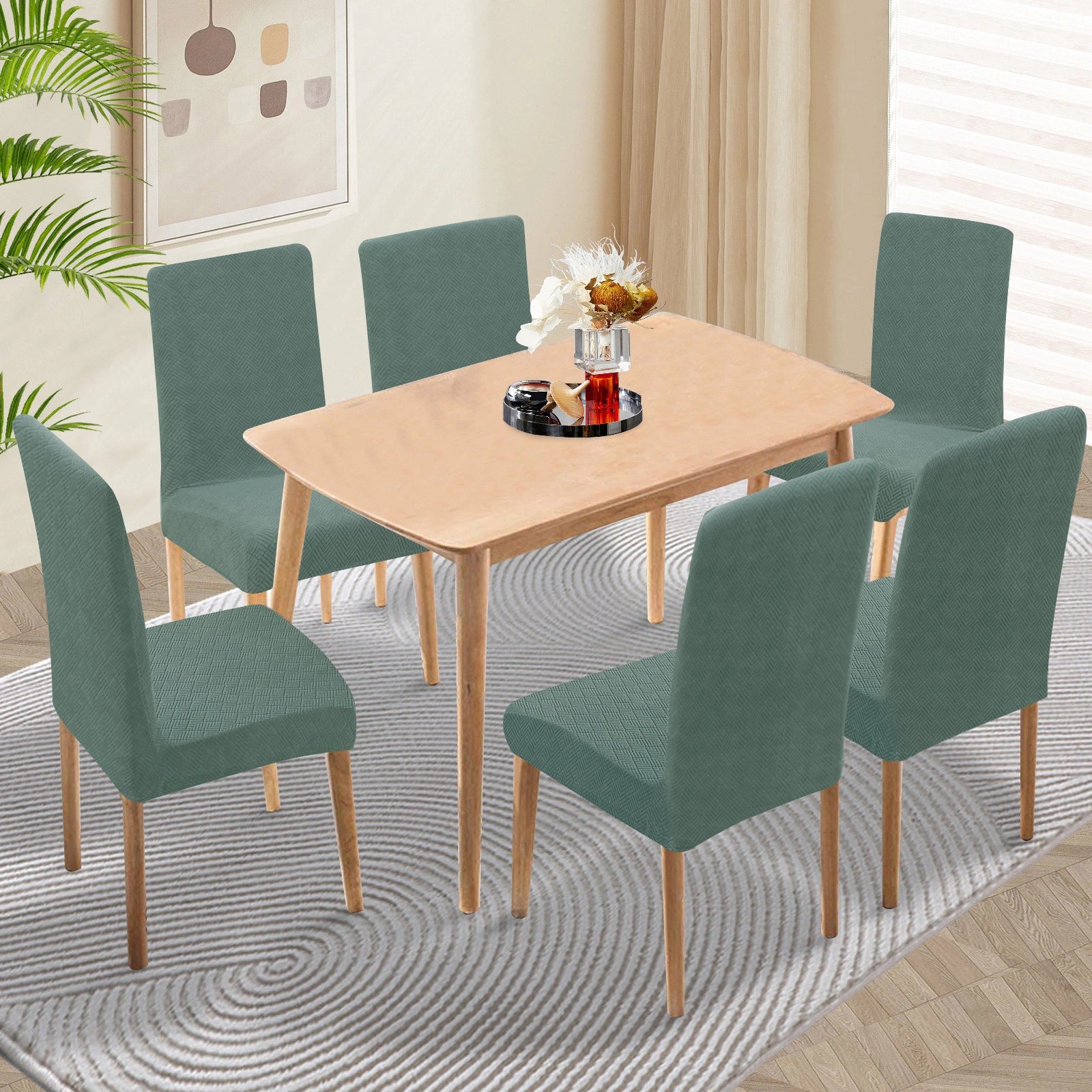 YSTYLE 6 Pieces Stretch Dining Chair Covers Diamond Jacquard-YSTYLE