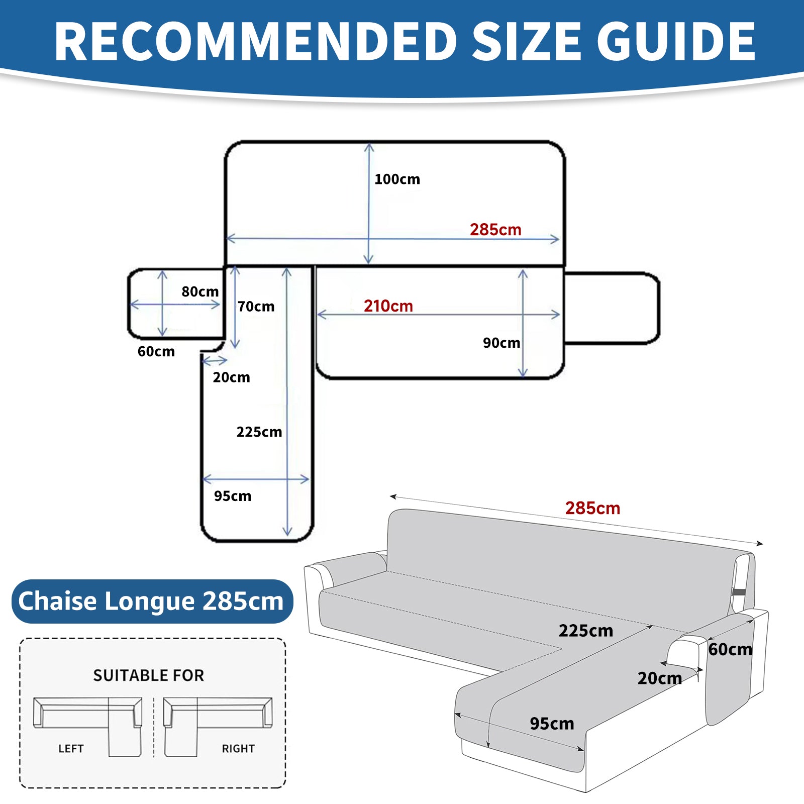 Copertura Impermeabile Reversibile per Divano Angolare a 4 Posti Penisola | YSTYLE