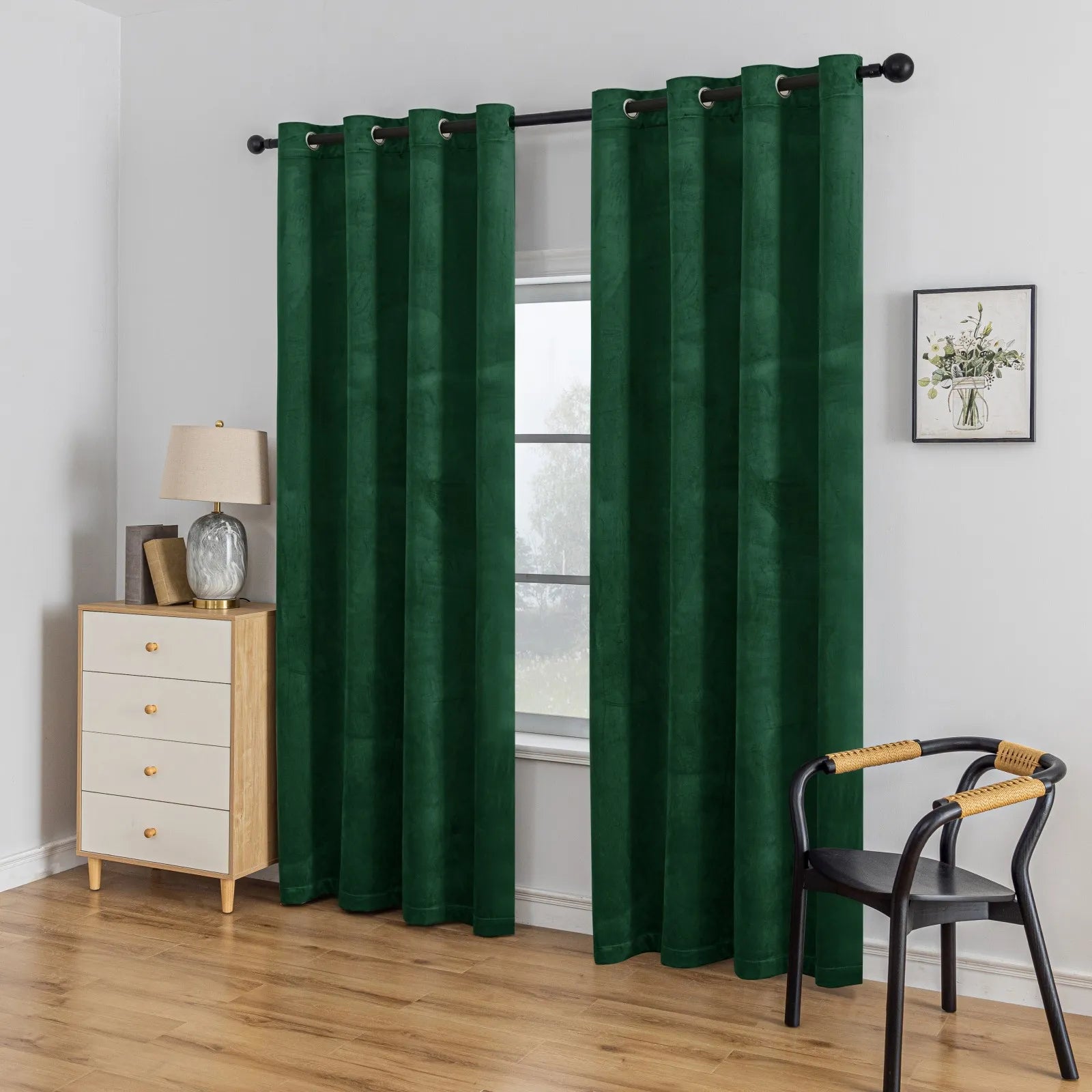 YSTYLE Elegant Velvet Curtains-2 pcs, Blackout & Heat Insulating, Eyelet Drapes for Home Windows