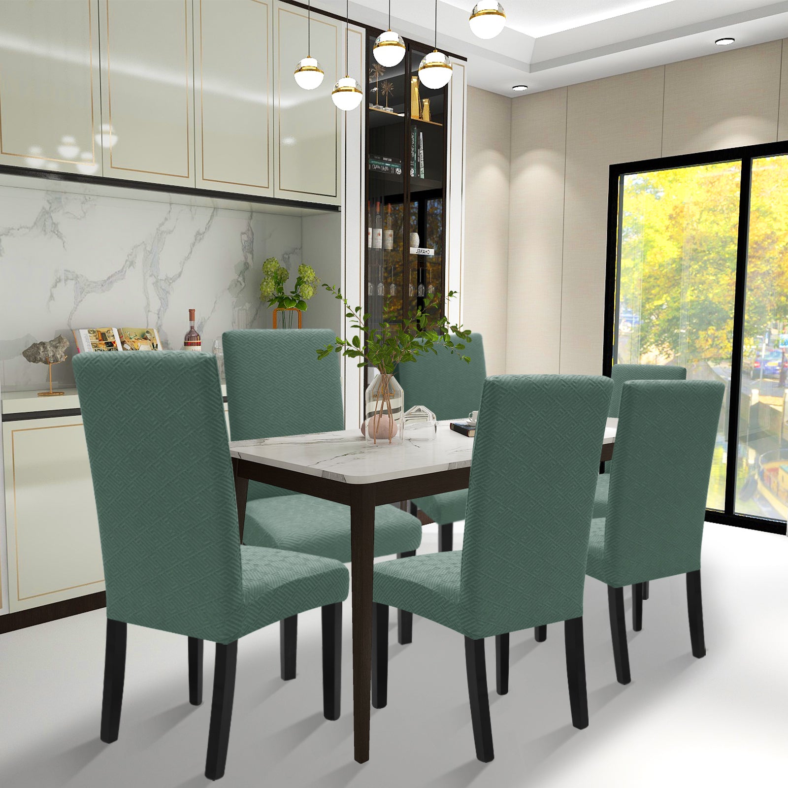 YSTYLE 6 Pieces Stretch Chair Covers With Backrest Soft Fabric-YSTYLE