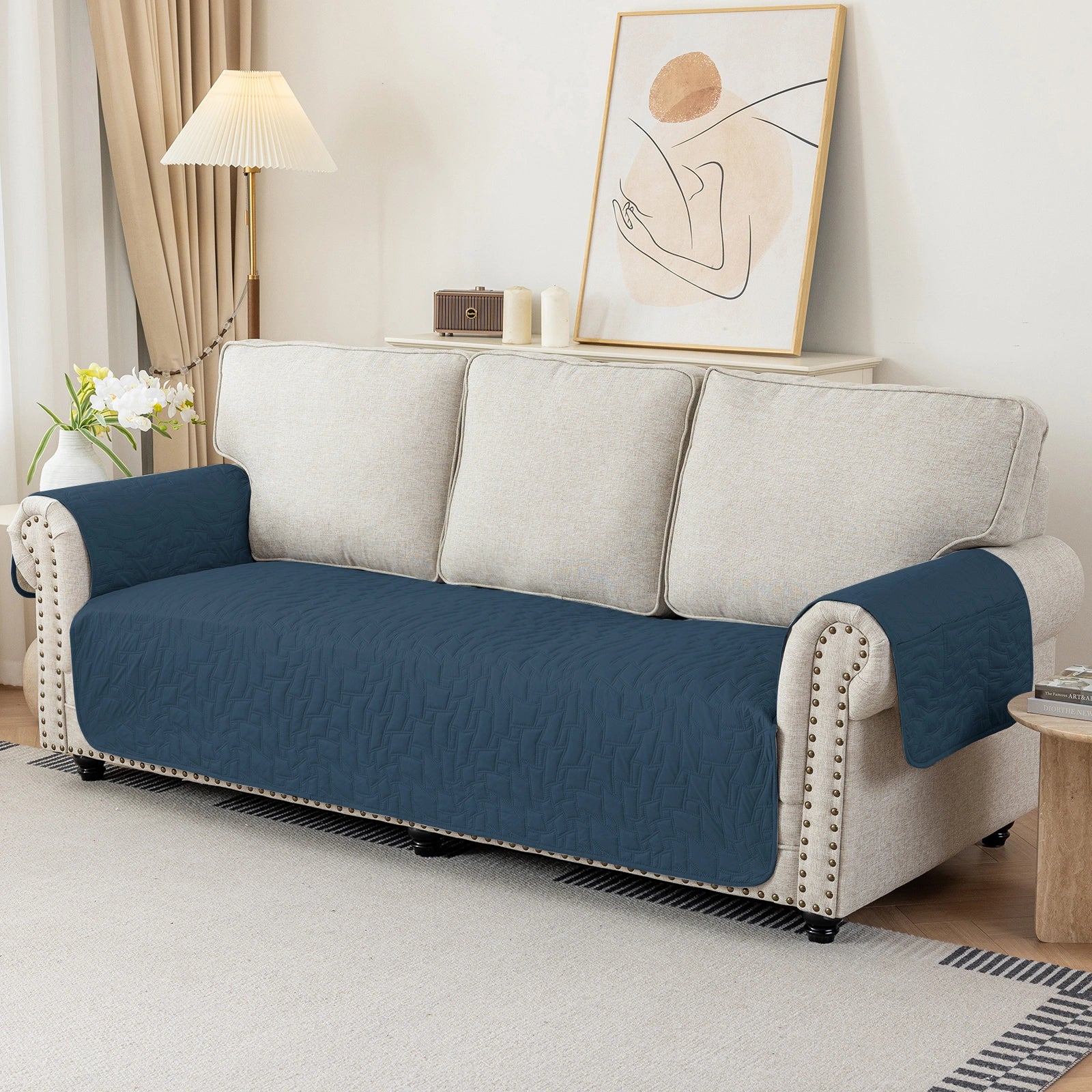YSTYLE 3 Seater Sofa Cover Universal – Anti-Slip, Pet-Friendly, Couch Protector with Side Pockets