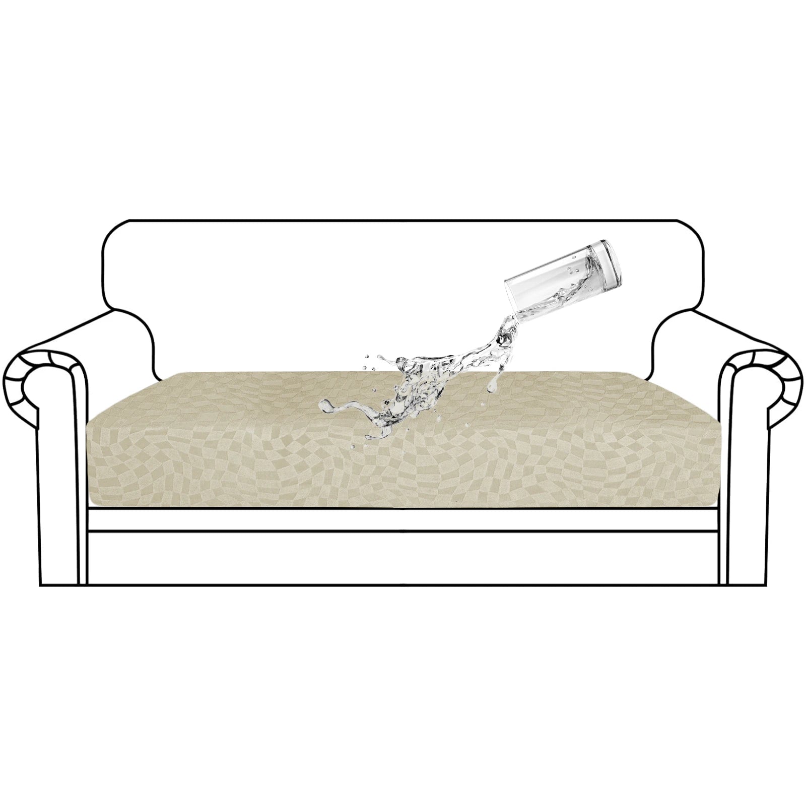 YSTYLE 2 Seater Cushion Cover – Stretch Fit, Anti-Slip Design, Universal Use, Geometric Style, Full Protection-Jacquard Plaid