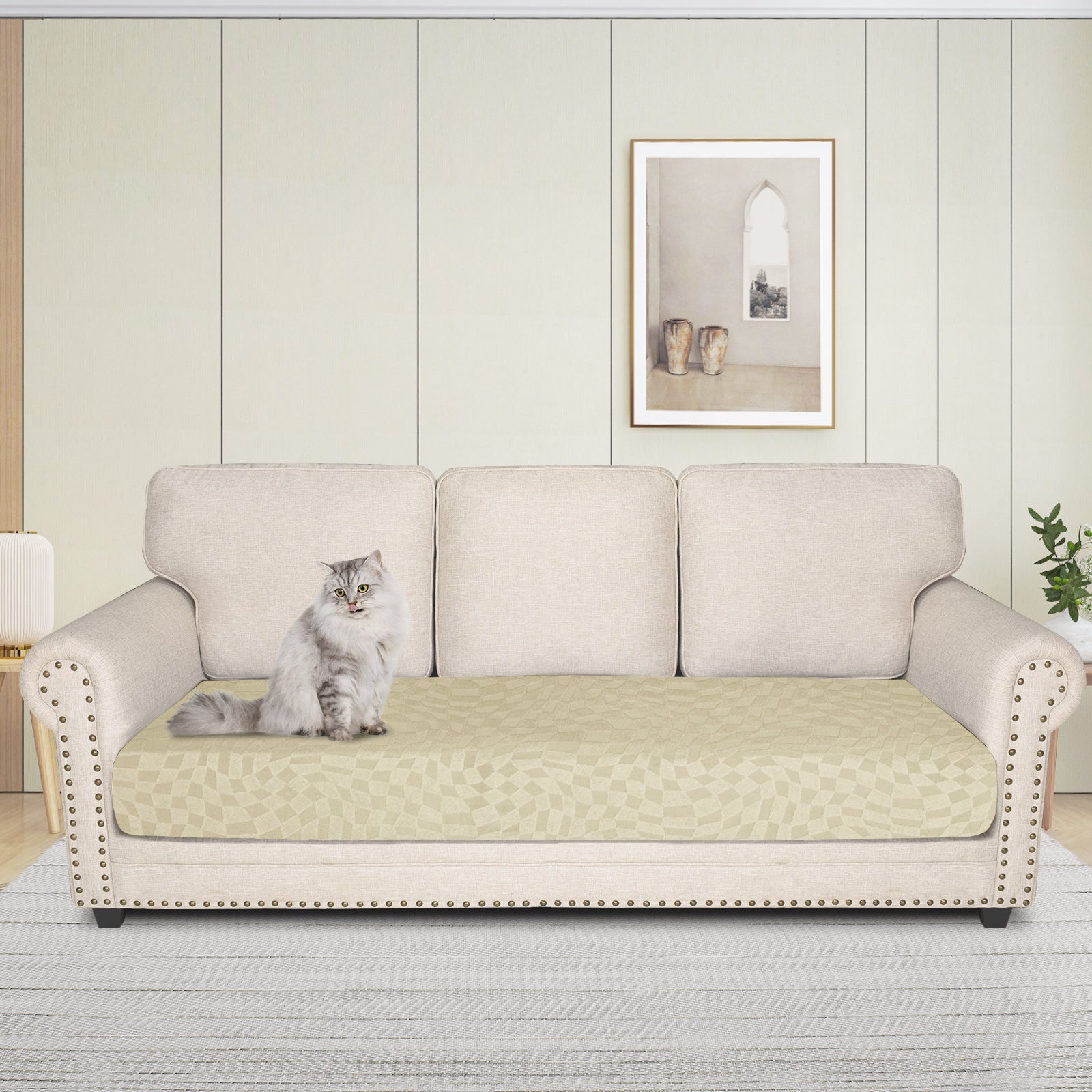 YSTYLE Stretch Sofa Seat Cover 3 Seater Geometric Anti Slip-YSTYLE