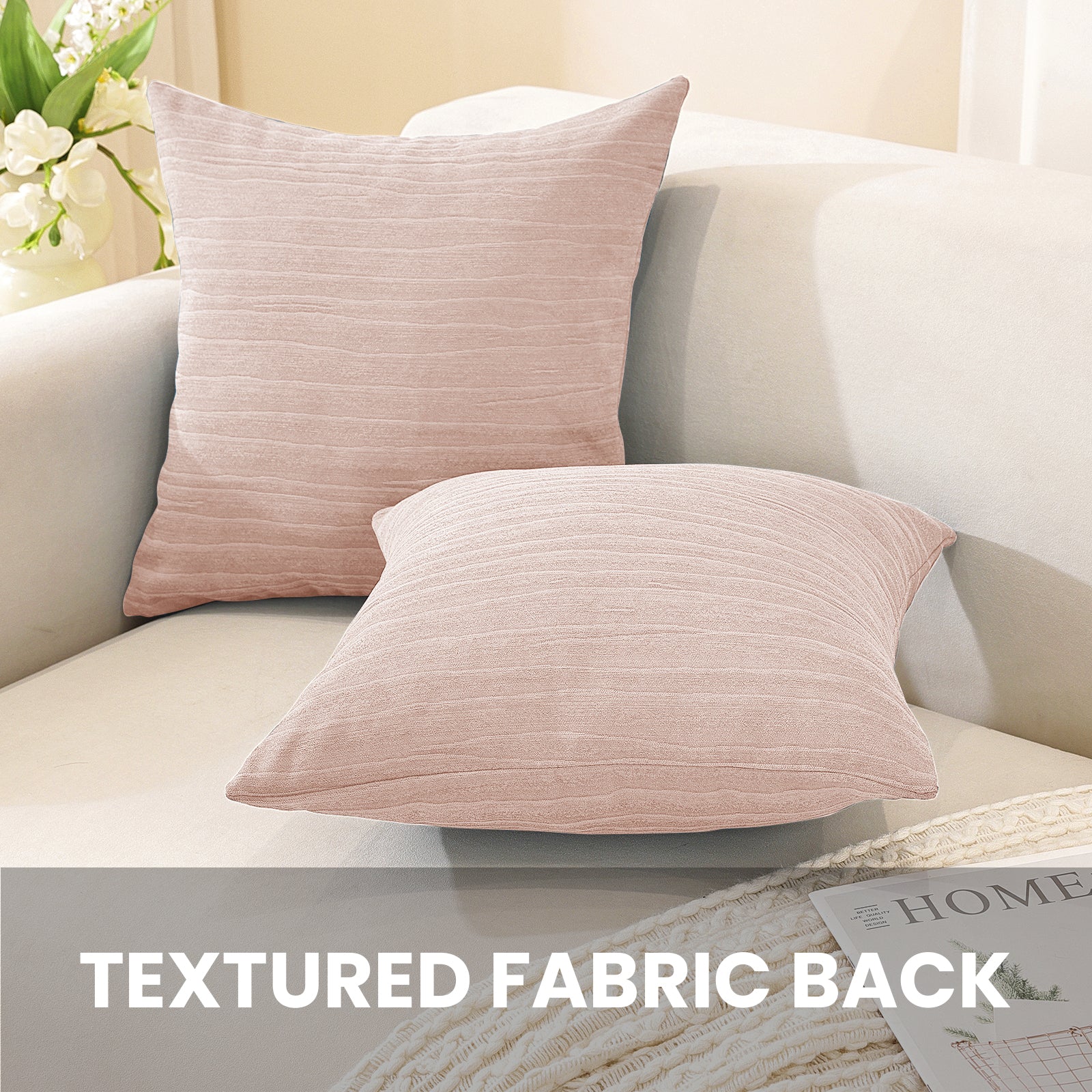 Ystyle 2 Pieces Cushion Covers Sofa 60 x 60 cm, Minimalist Colourful Cushion Cover, Invisible Zipper, Decorative Pillowcases, Sofa Living Room, Bedroom