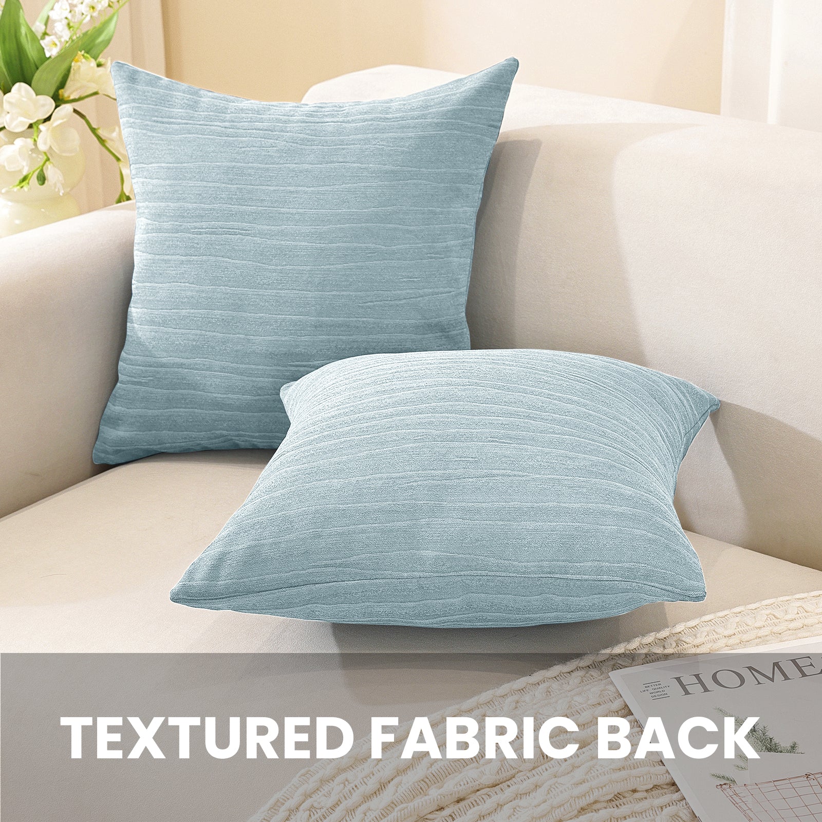 Ystyle 2 Pieces Cushion Covers Sofa 60 x 60 cm, Minimalist Colourful Cushion Cover, Invisible Zipper, Decorative Pillowcases, Sofa Living Room, Bedroom