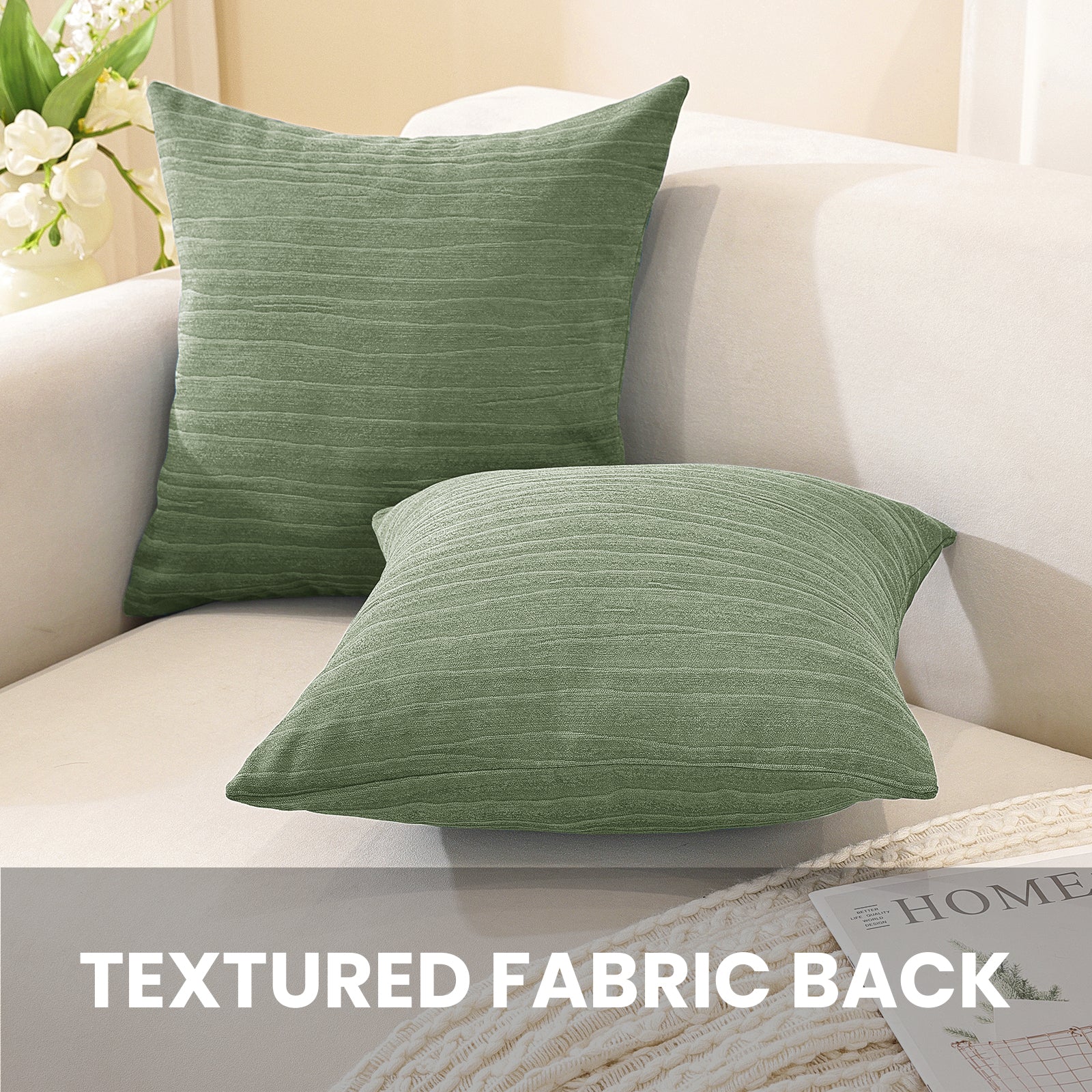 Ystyle 2 Pieces Cushion Covers Sofa 60 x 60 cm, Minimalist Colourful Cushion Cover, Invisible Zipper, Decorative Pillowcases, Sofa Living Room, Bedroom