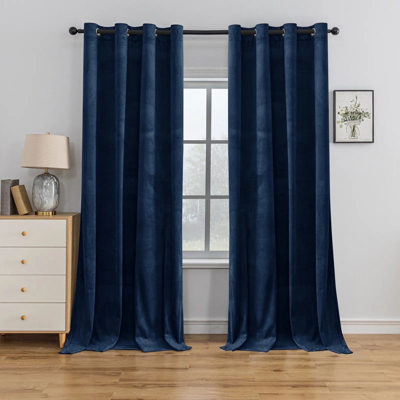 YSTYLE Elegant Velvet Curtains-2 pcs, Blackout & Heat Insulating, Eyelet Drapes for Home Windows