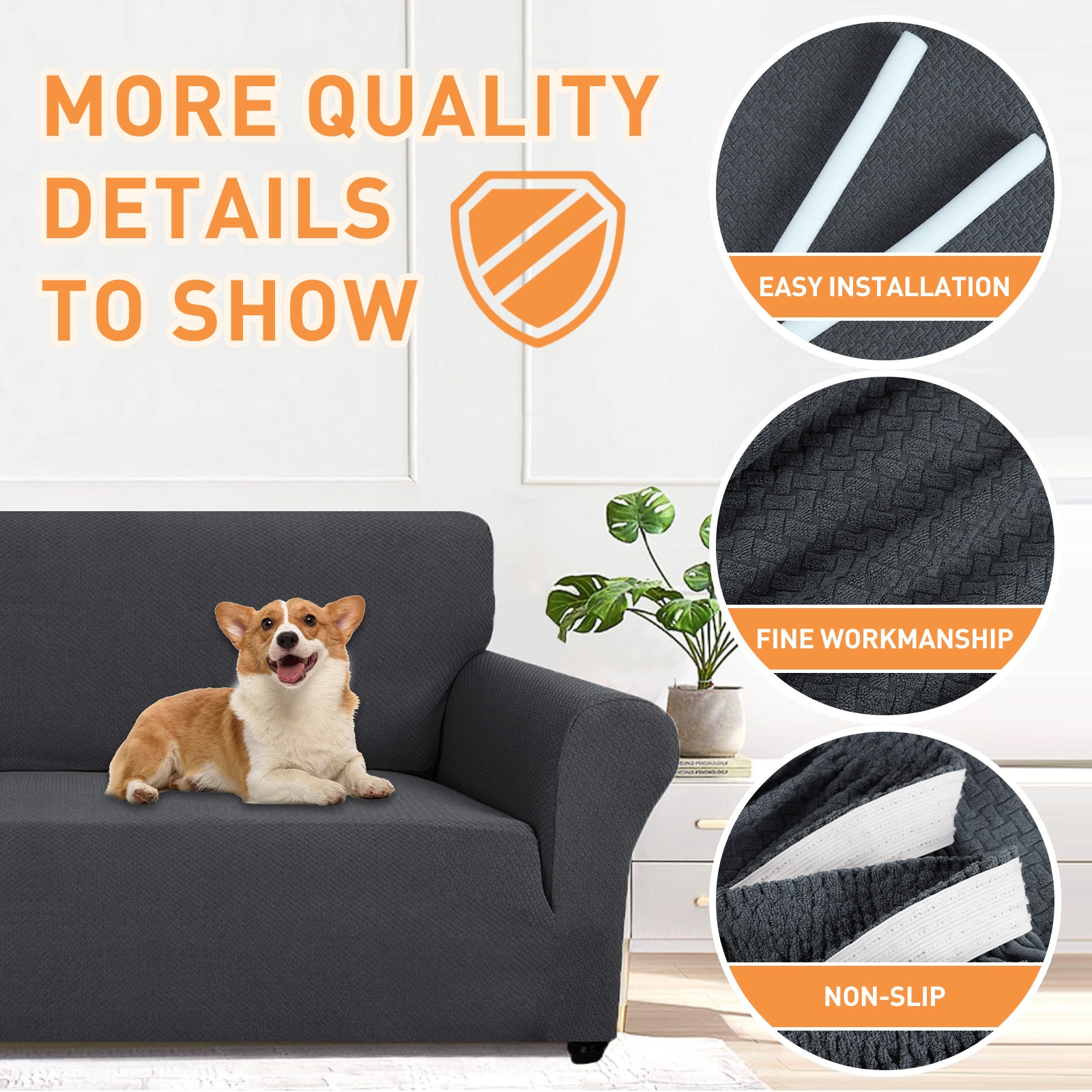 Housse de canapé 1 place extensible YSTYLE jacquard anti-dérapant