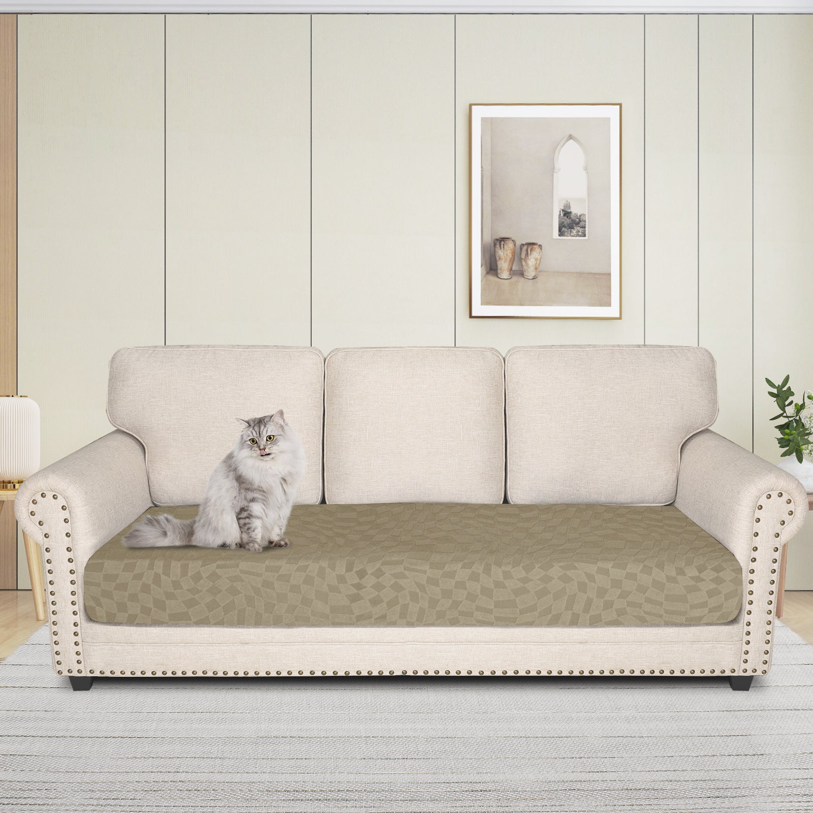 YSTYLE Stretch Sofa Seat Cover 3 Seater Geometric Anti Slip-YSTYLE