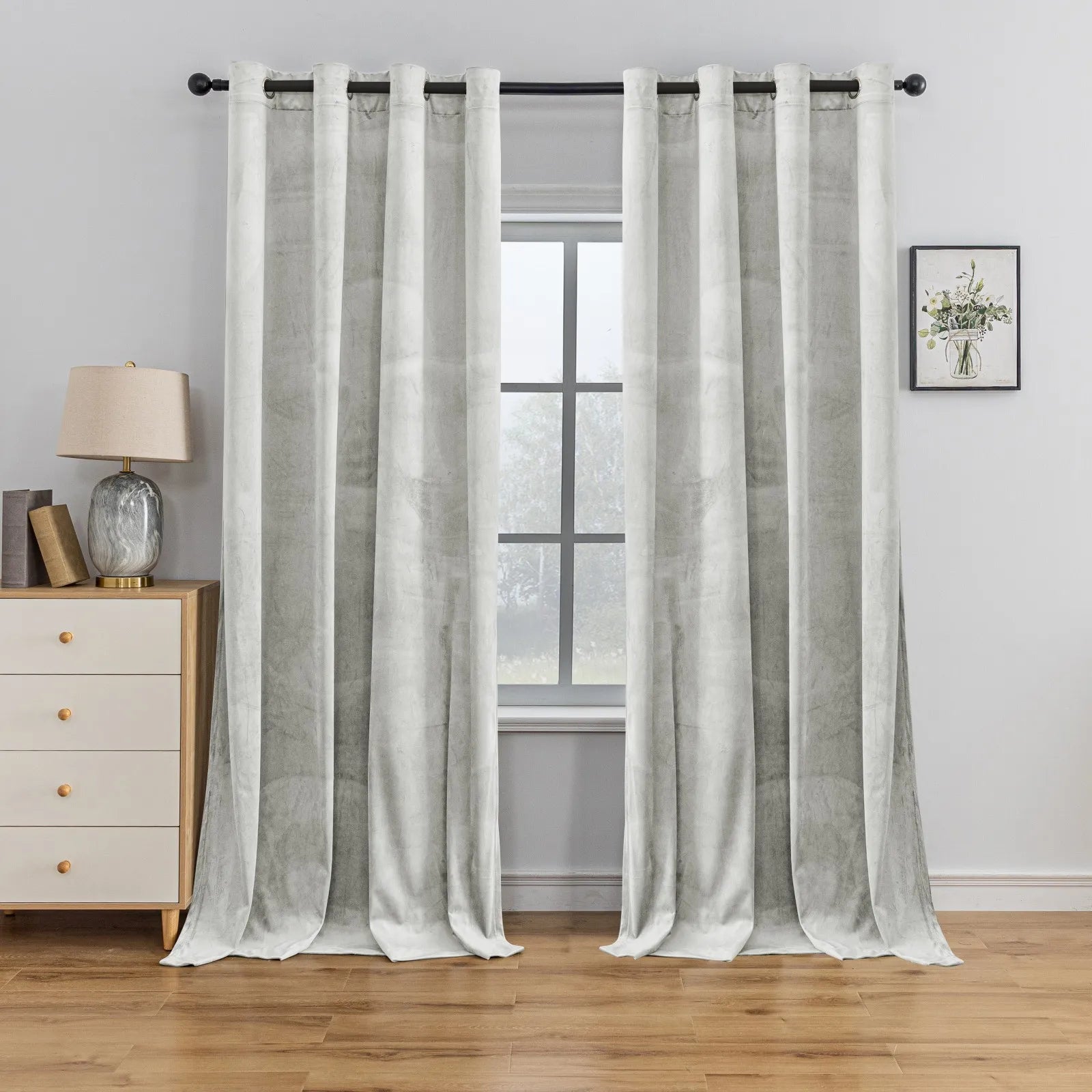 YSTYLE Elegant Velvet Curtains-2 pcs, Blackout & Heat Insulating, Eyelet Drapes for Home Windows