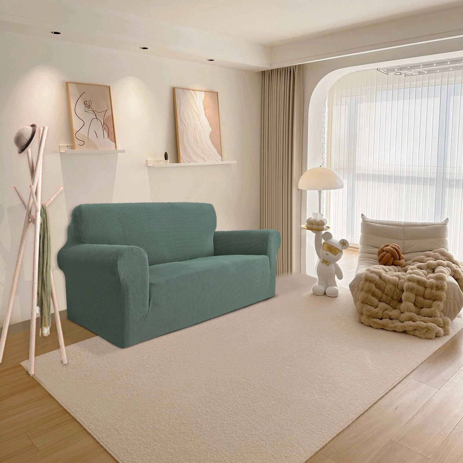 YSTYLE Stretch 2 Seater Sofa Cover with Armrests Anti Slip-YSTYLE