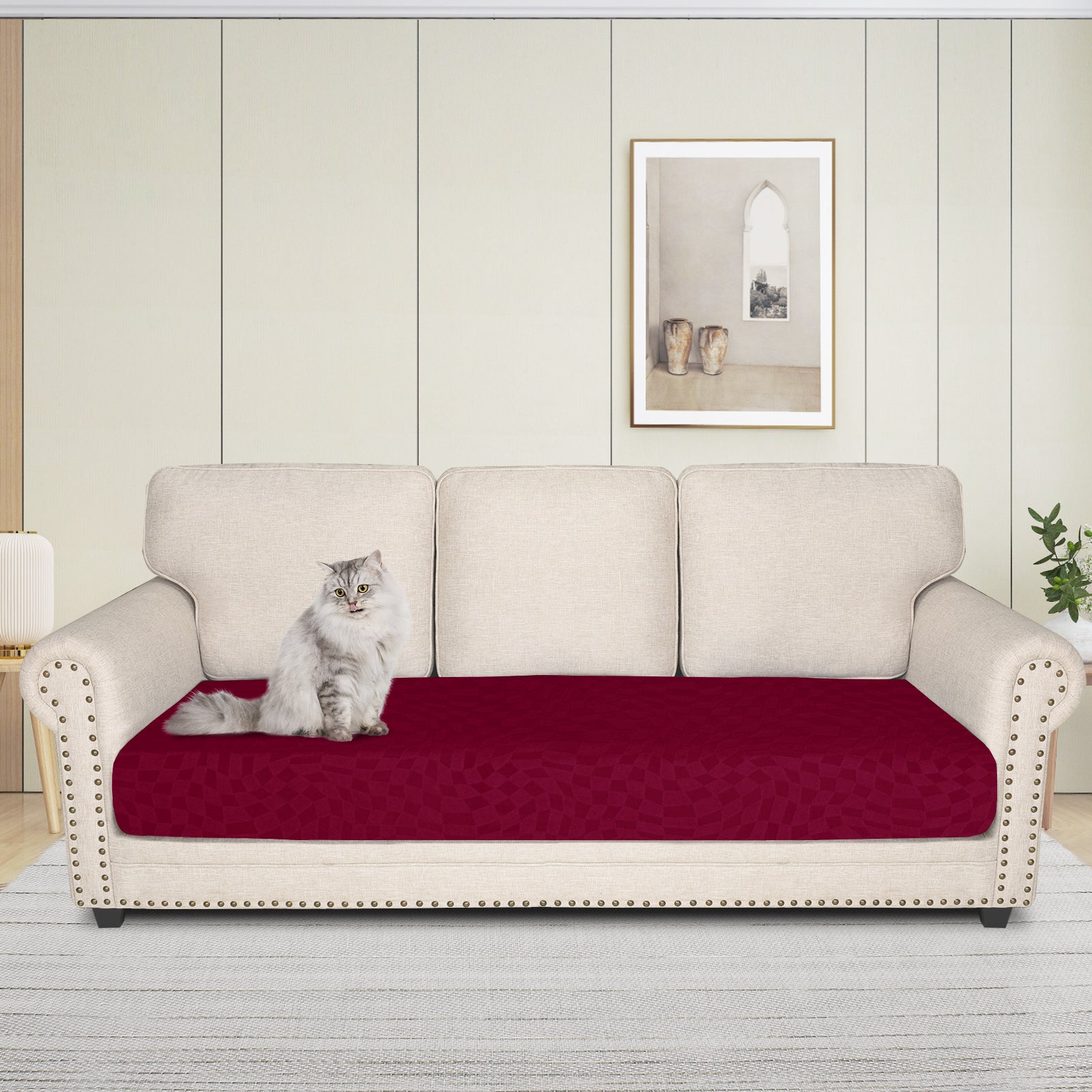 YSTYLE Stretch Sofa Seat Cover 3 Seater Geometric Anti Slip-YSTYLE