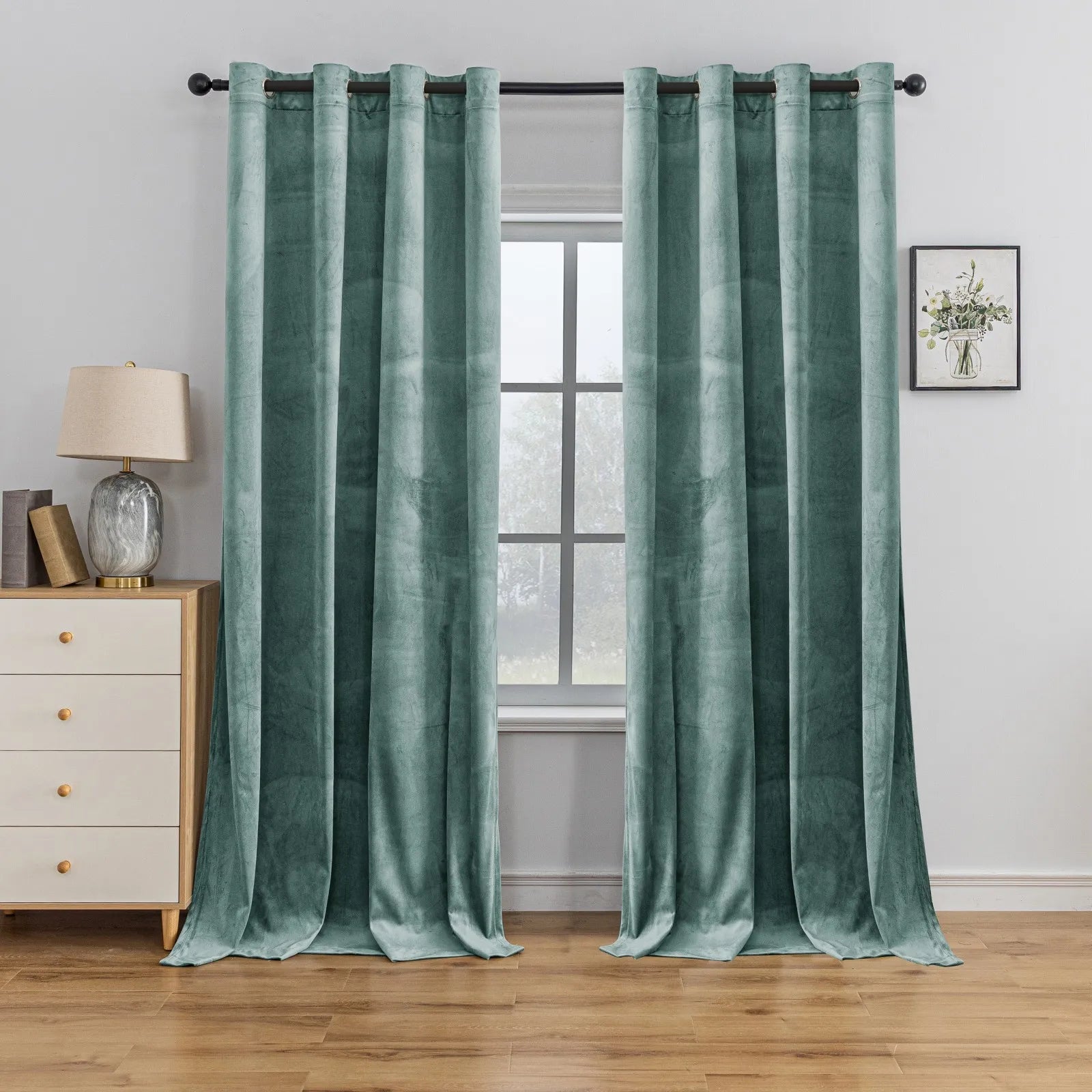 YSTYLE Elegant Velvet Curtains-2 pcs, Blackout & Heat Insulating, Eyelet Drapes for Home Windows