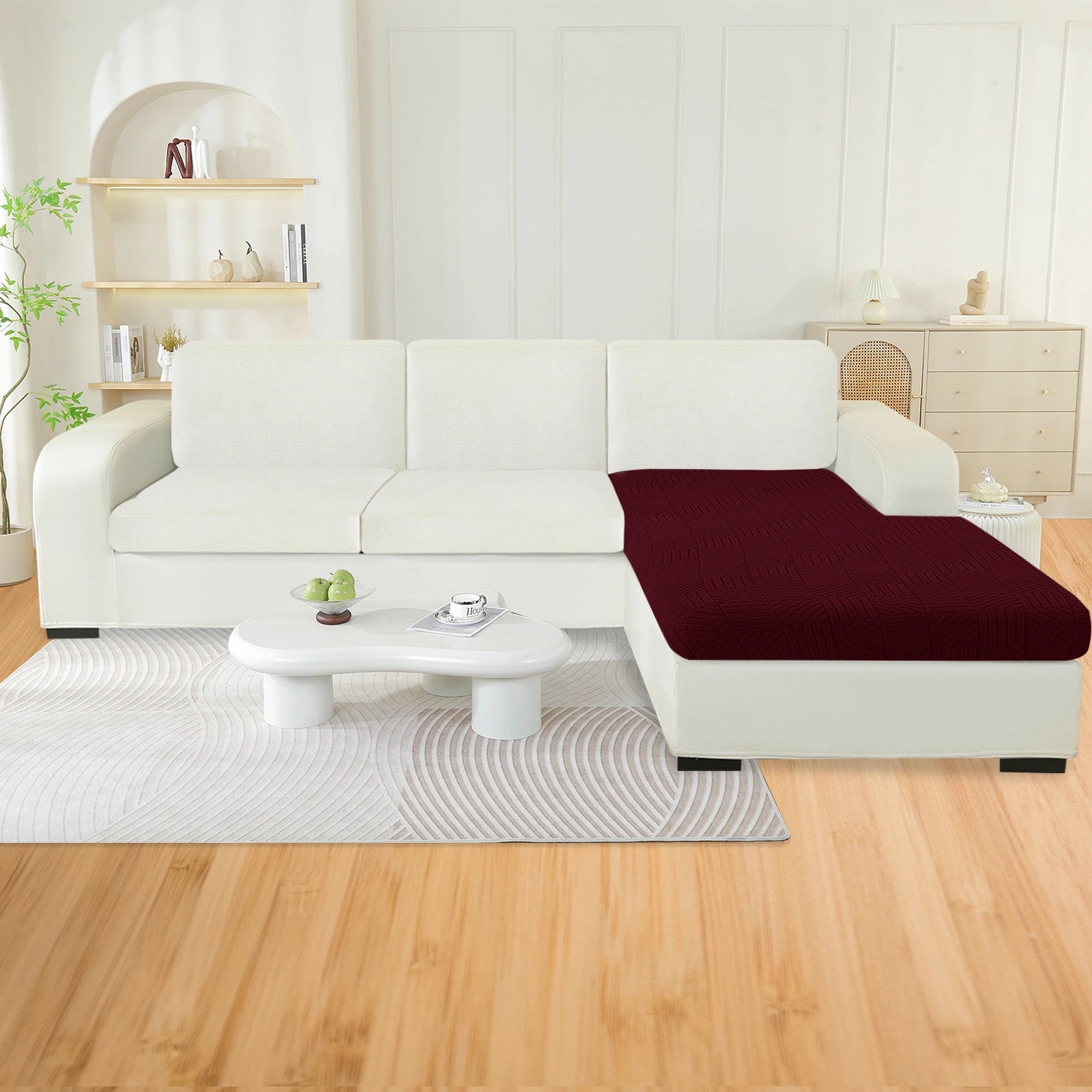 YSTYLE L-Shape Sofa Cushion Cover – Stretch Fit, Elastic Bottom, Universal Use, Anti-Slip, Full Protection-Five Line