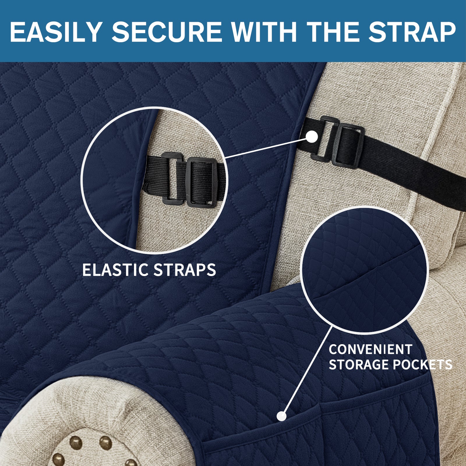 Copertura per divano impermeabile YSTYLE per 3 posti con braccioli, antiscivolo