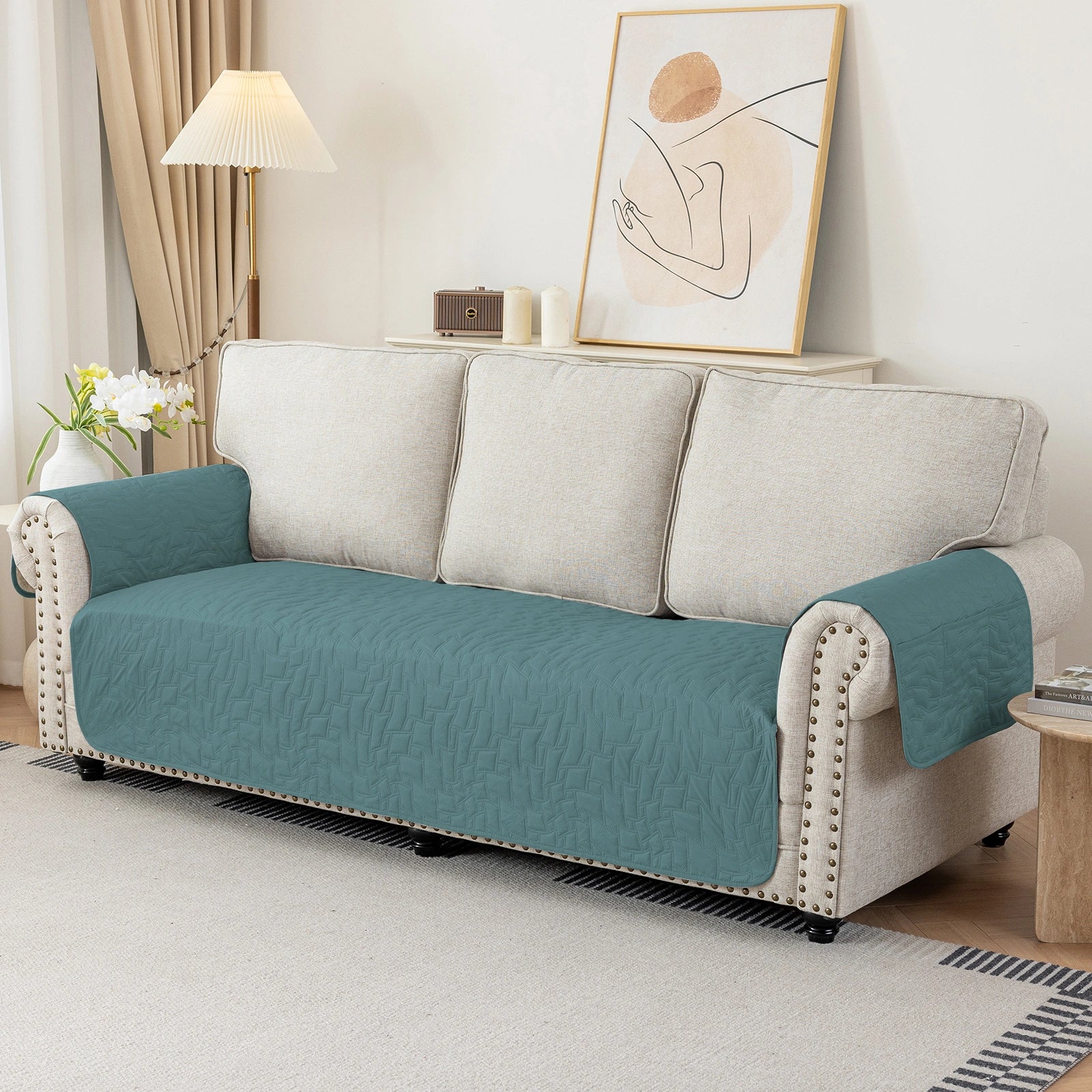 YSTYLE 3 Seater Sofa Cover Universal – Anti-Slip, Pet-Friendly, Couch Protector with Side Pockets