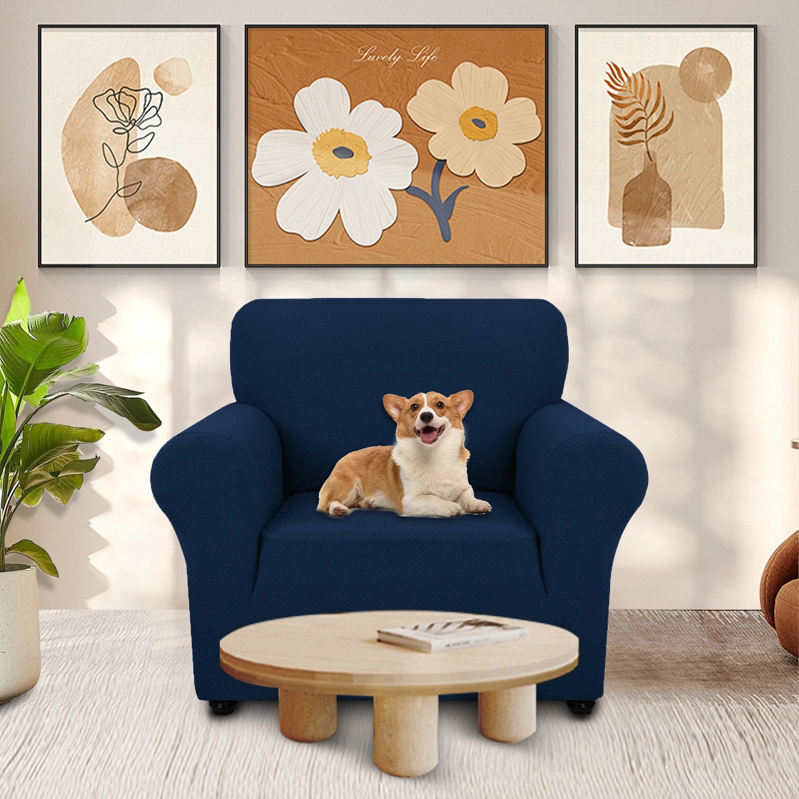 YSTYLE 1 Seater Sofa Cover – Stretch Jacquard, Anti-Slip, Cat-Proof, Washable, Full Cover-Knot