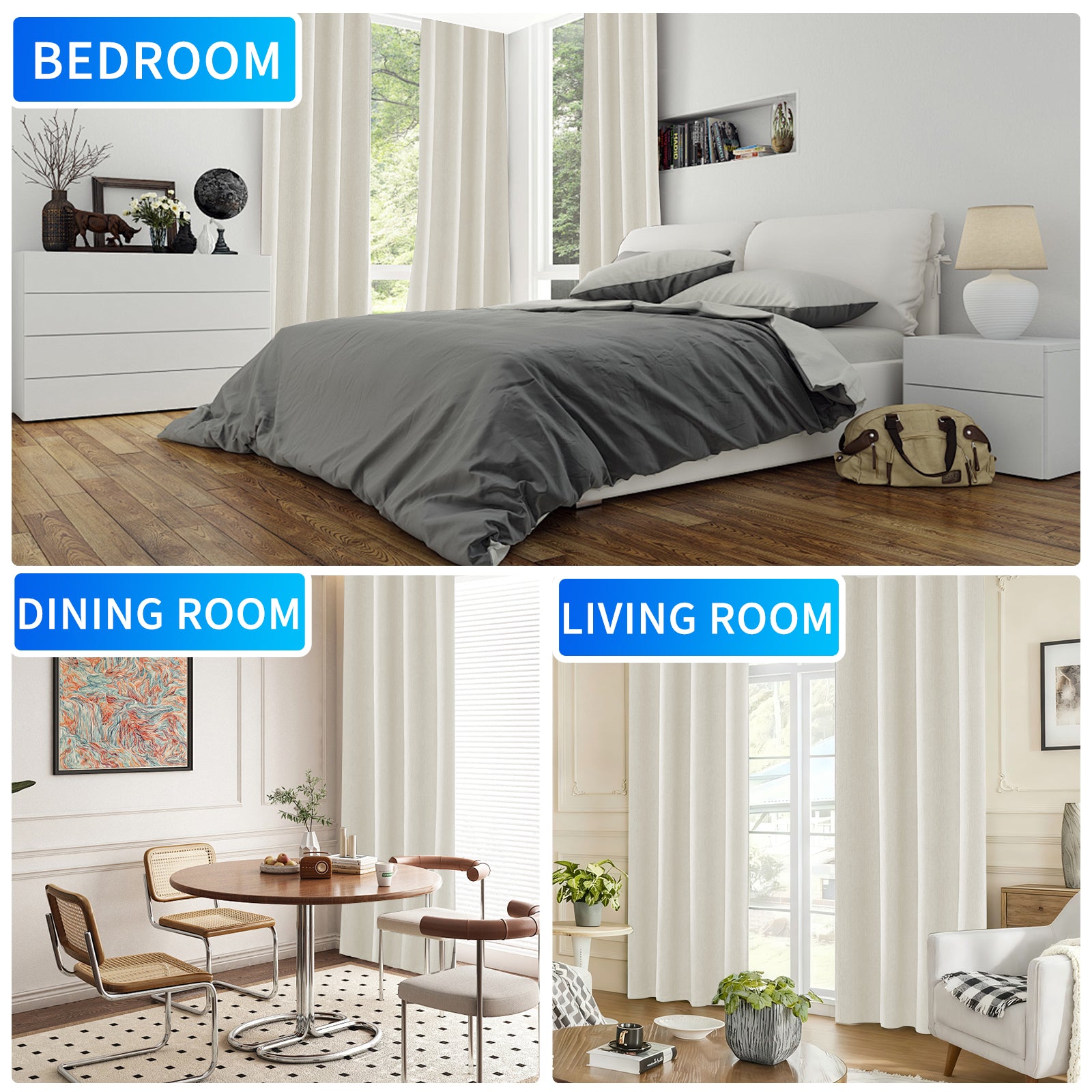 Ystyle 2 Pieces Linen Blackout Curtains Thermal-YSTYLE