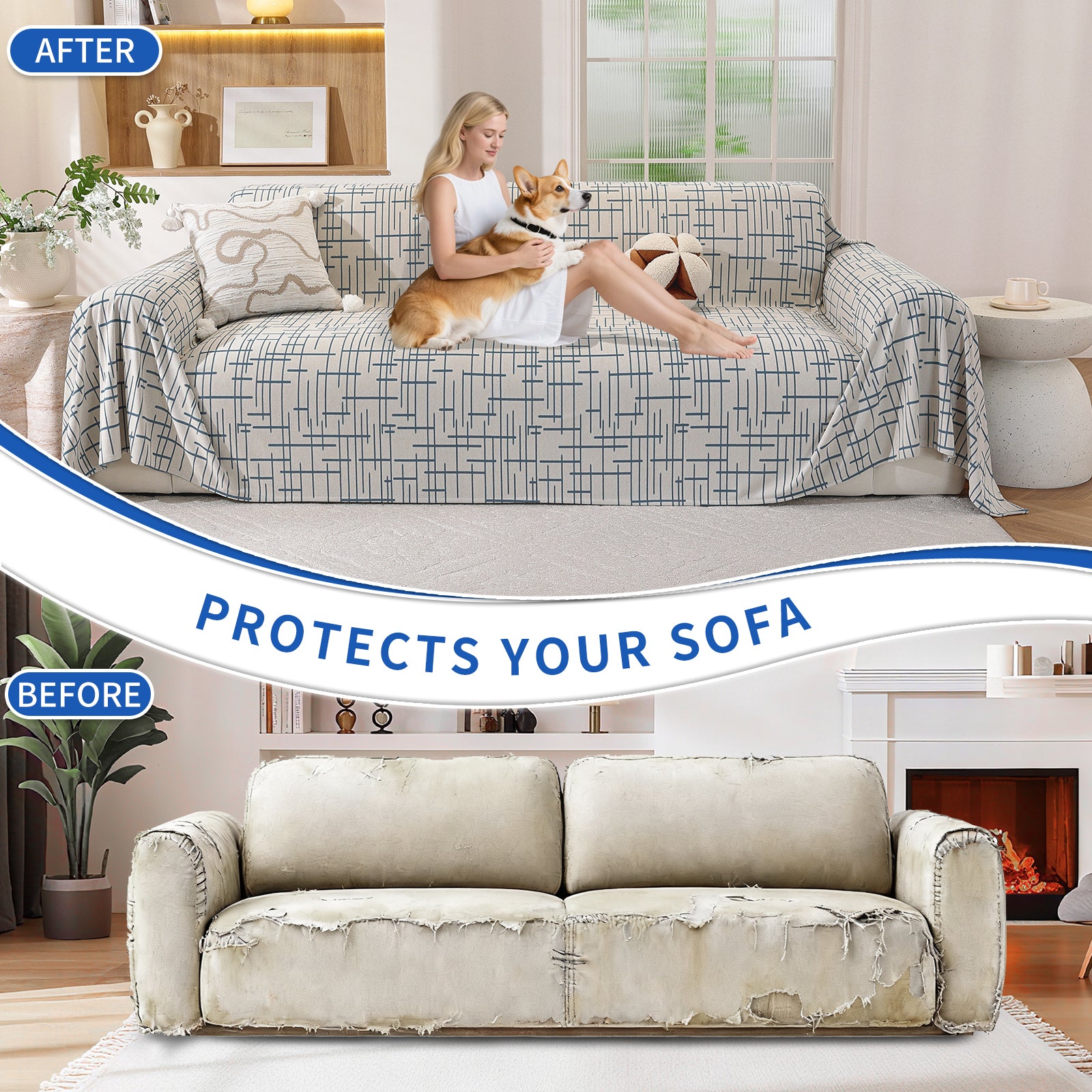 Ystyle Universal 4 Seater Sofa Cover Throw 200x380cm Breathable-YSTYLE