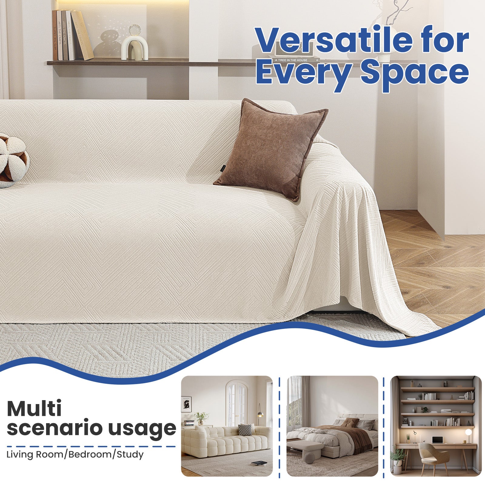 Ystyle 3 Seater Sofa Cover, 180x340 cm, Anti-Claw Protection, Soft Universal Sofa Cover, Anti-Dust, Large Size Modern Washable Sofa Throw