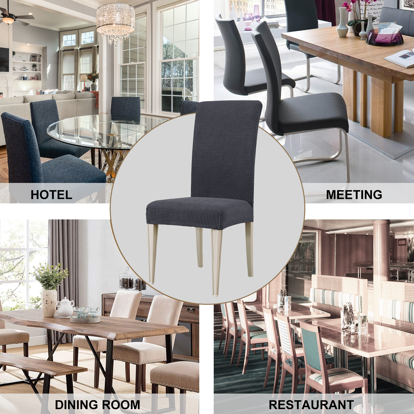 YSTYLE 4 Pieces Stretch Dining Chair Covers Jacquard Pattern