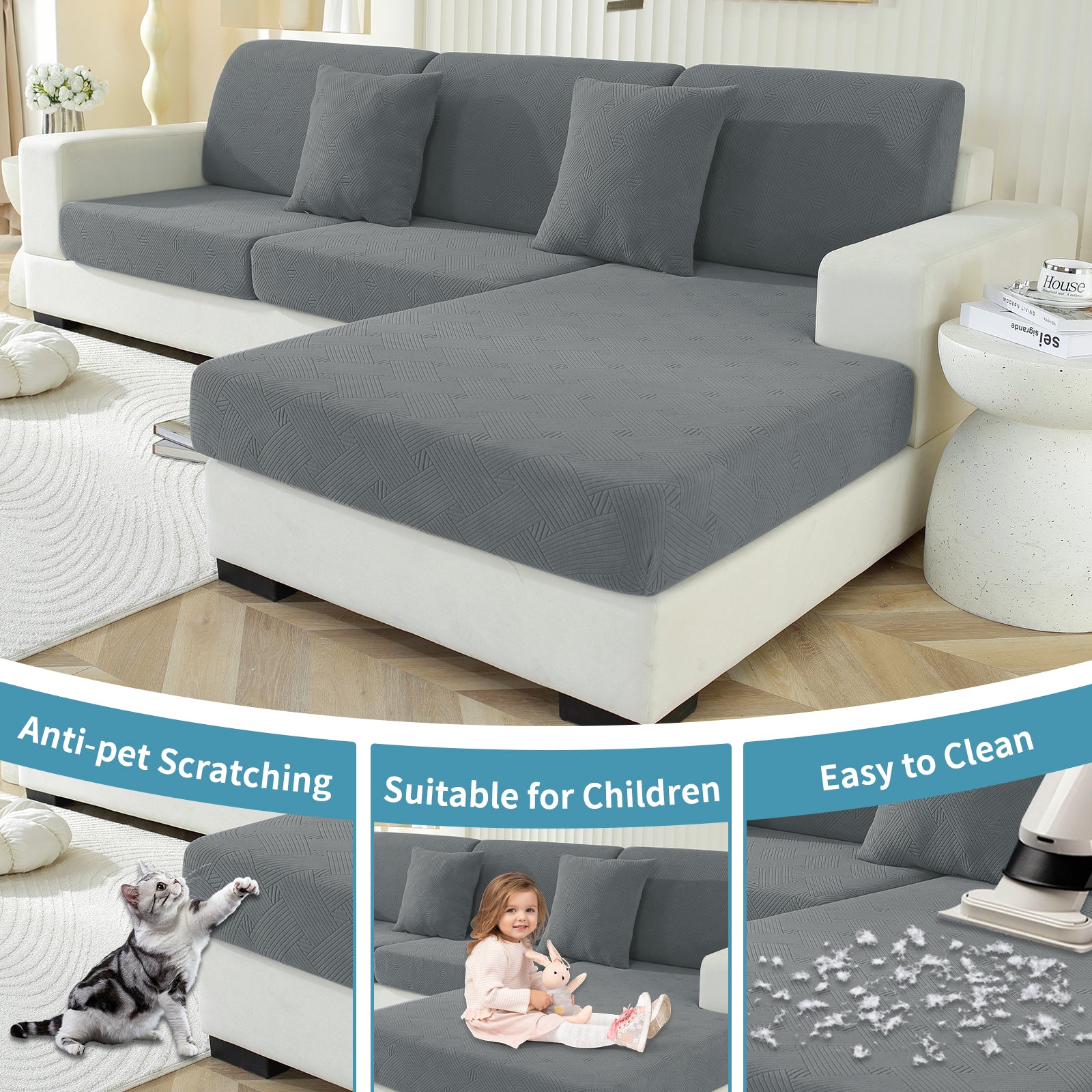 YSTYLE Coprisedile elastico per divano chaise longue anti-scivolo