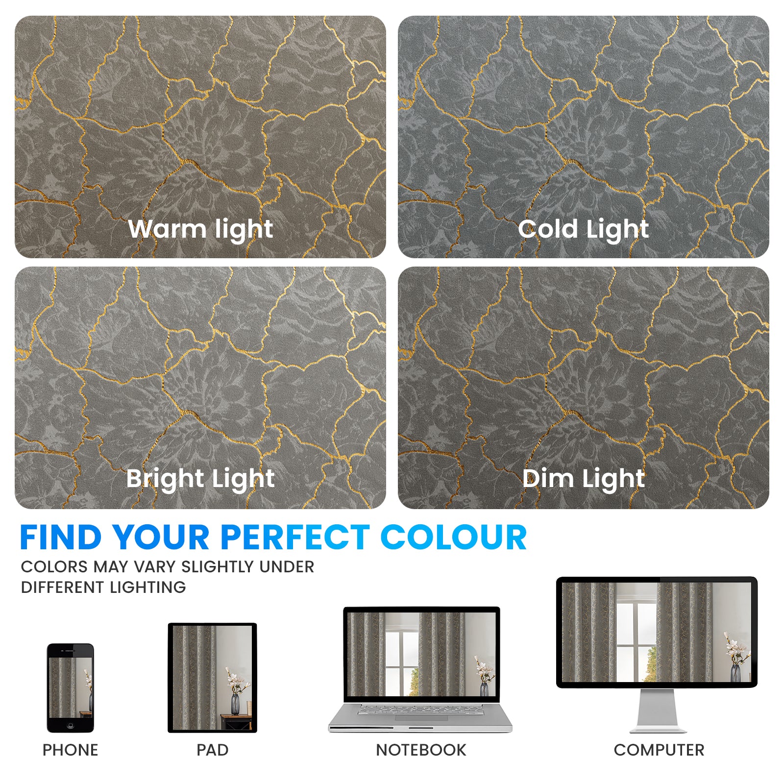 Ystyle 2 Stück Samt Blackout Vorhänge 117x137 cm Gold Druck