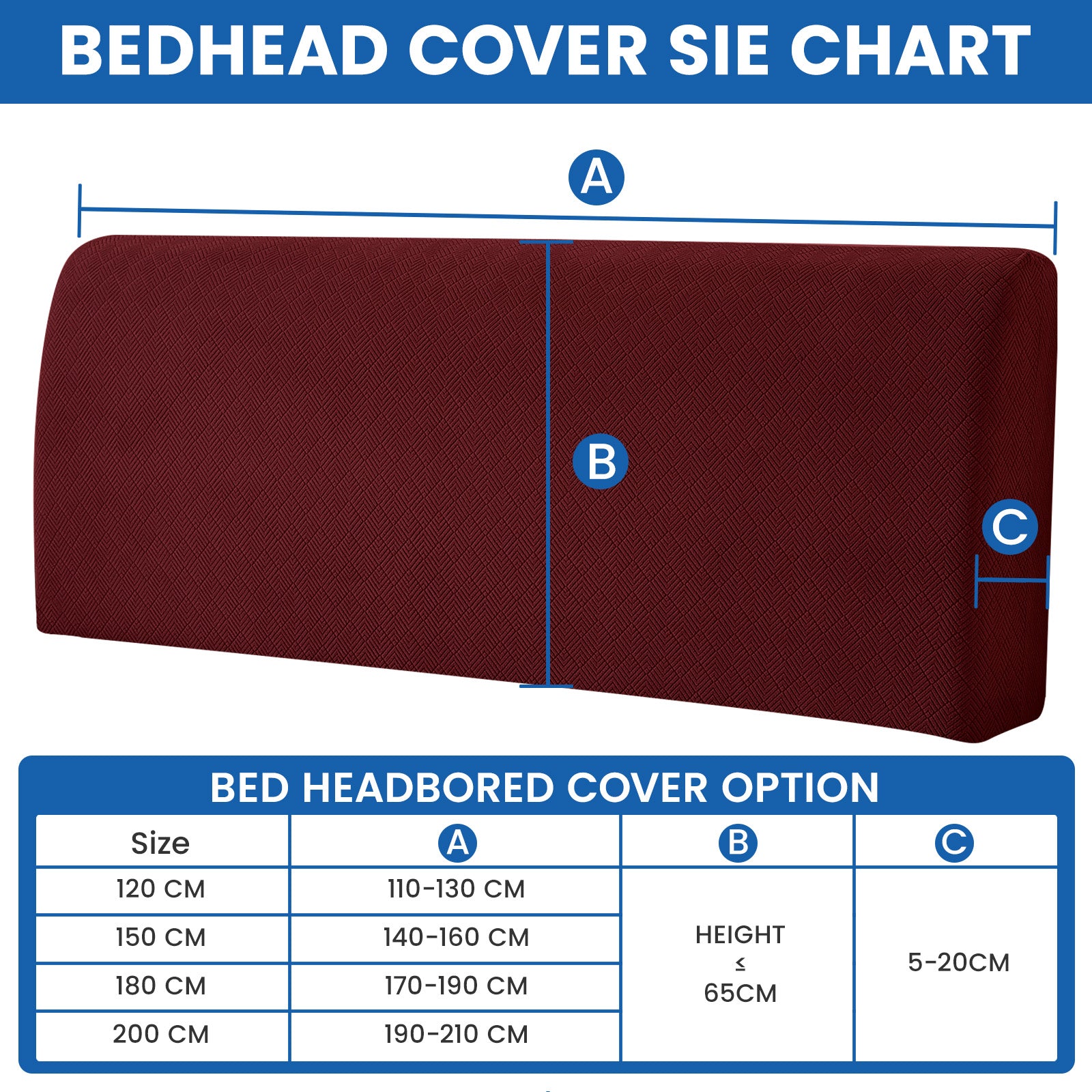 Ystyle 120cm Single Bed Headboard Cover Elasticated Headboard Slipcover, Universal Washable Single Bed Headboard Cover, Dust-Proof Headboard Protector