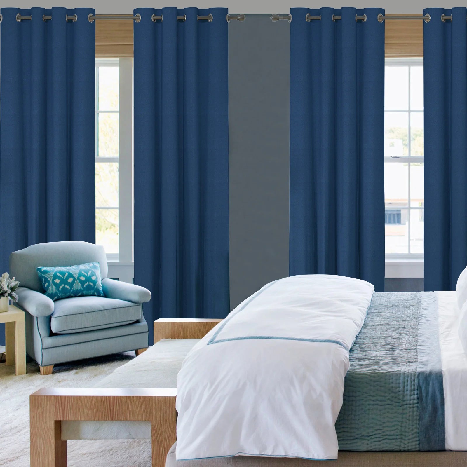 YSTYLE 2 Pieces Linen Effect Blackout Curtains Thermal-YSTYLE