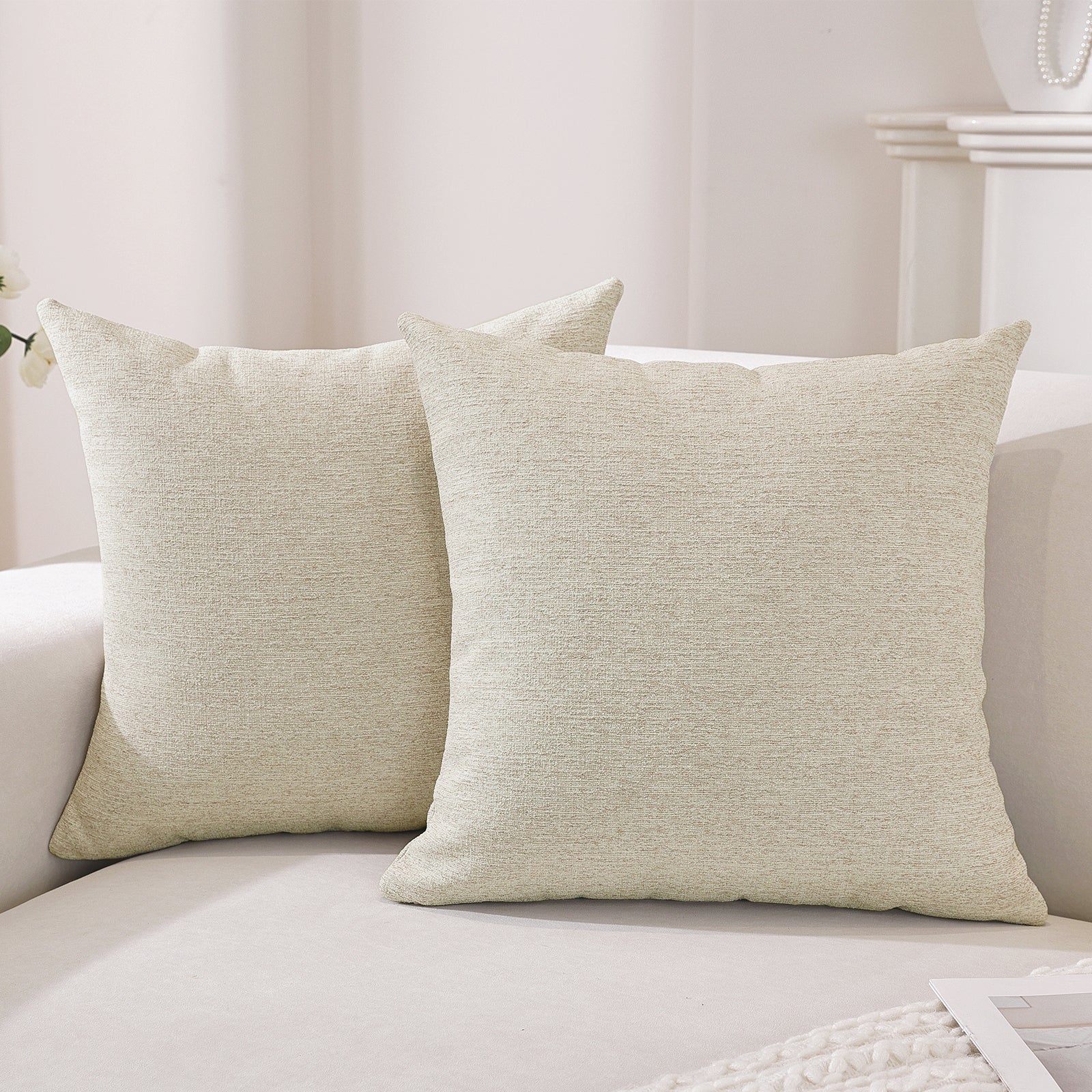 Ystyle 2 Pieces Linen Cushion Covers 60 x 60 cm, Decorative Sofa Cushion Covers, Invisible Zipper, Modern, Comfortable Sturdy, for Living Room, Bedroom