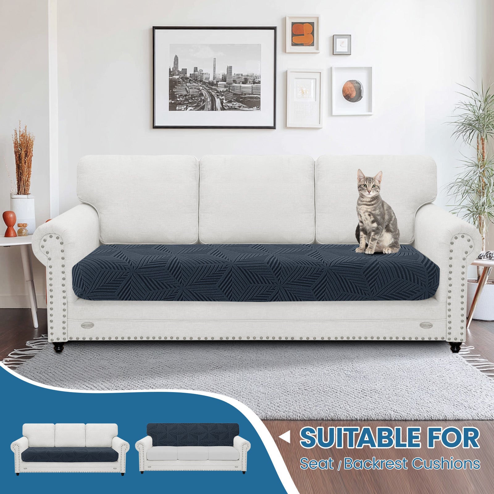 Ystyle Stretch Sofa Seat Cover 3 Seater Anti Slip Geometric-YSTYLE