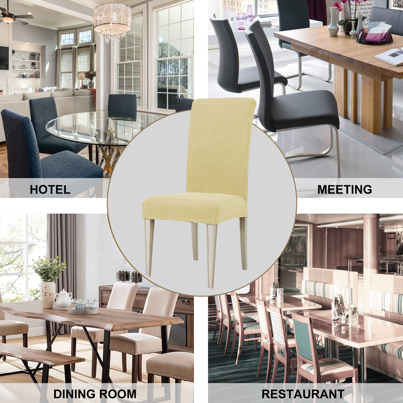 YSTYLE 4 pezzi di coprisedie elasticizzate per sala da pranzo motivo jacquard