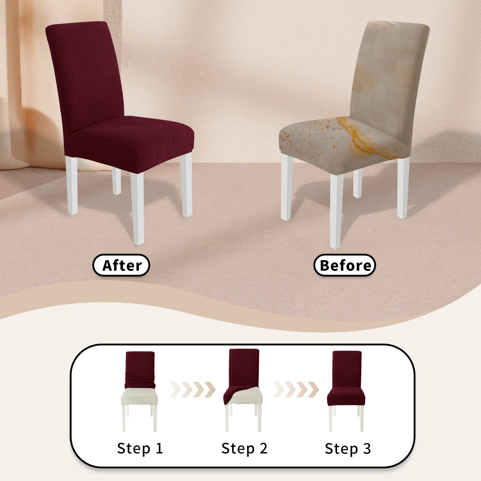 YSTYLE 2 Pieces élastique Dining Chair couvertures 48-70CM Back Height