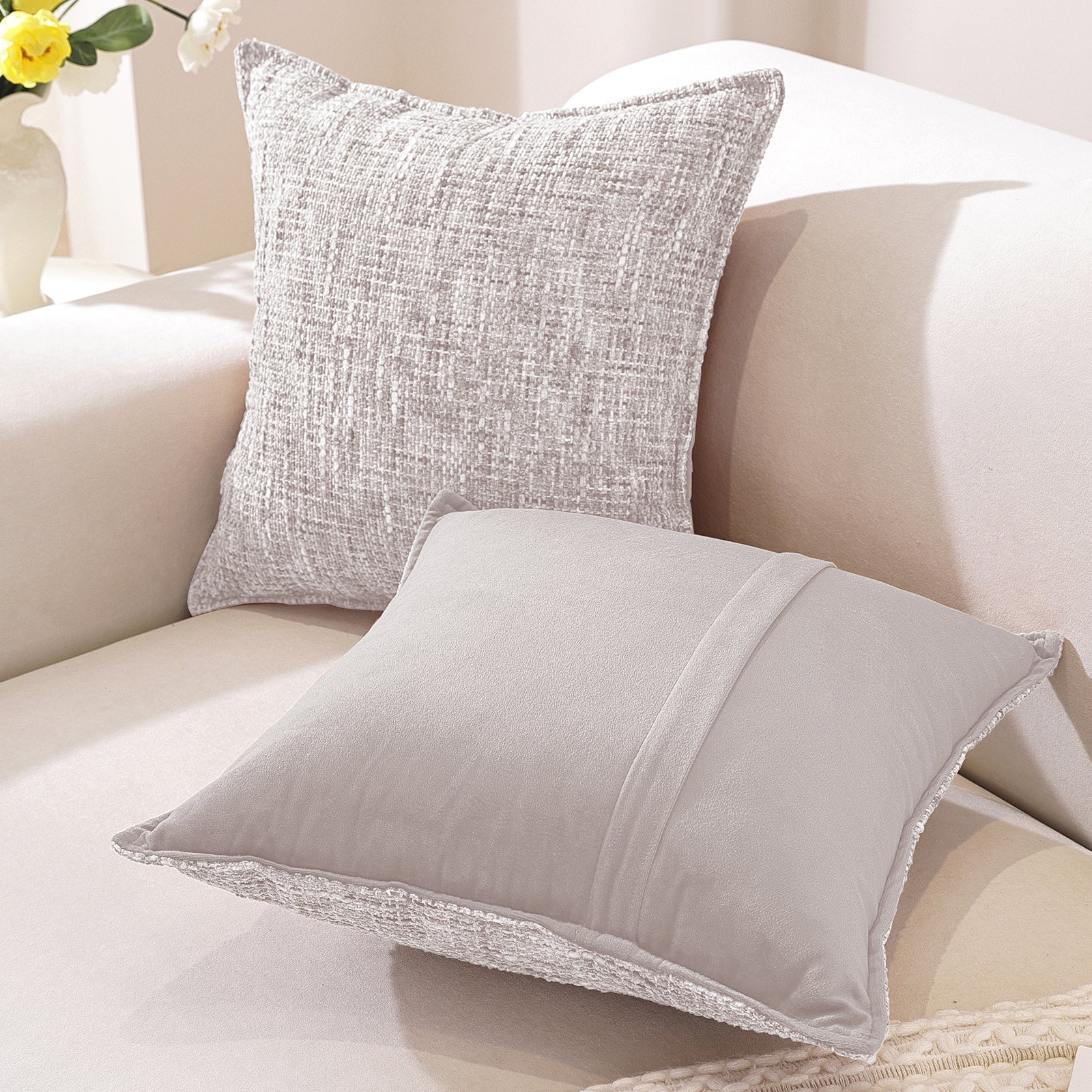 Ystyle Chenille Sofa Cushion Covers 60 x 60 cm, 2 Pieces, Soft Durable Cushion Cover, Sofa Cushion Cover with Corazón Shape, Elegant Decorative Pillowcase Living Room