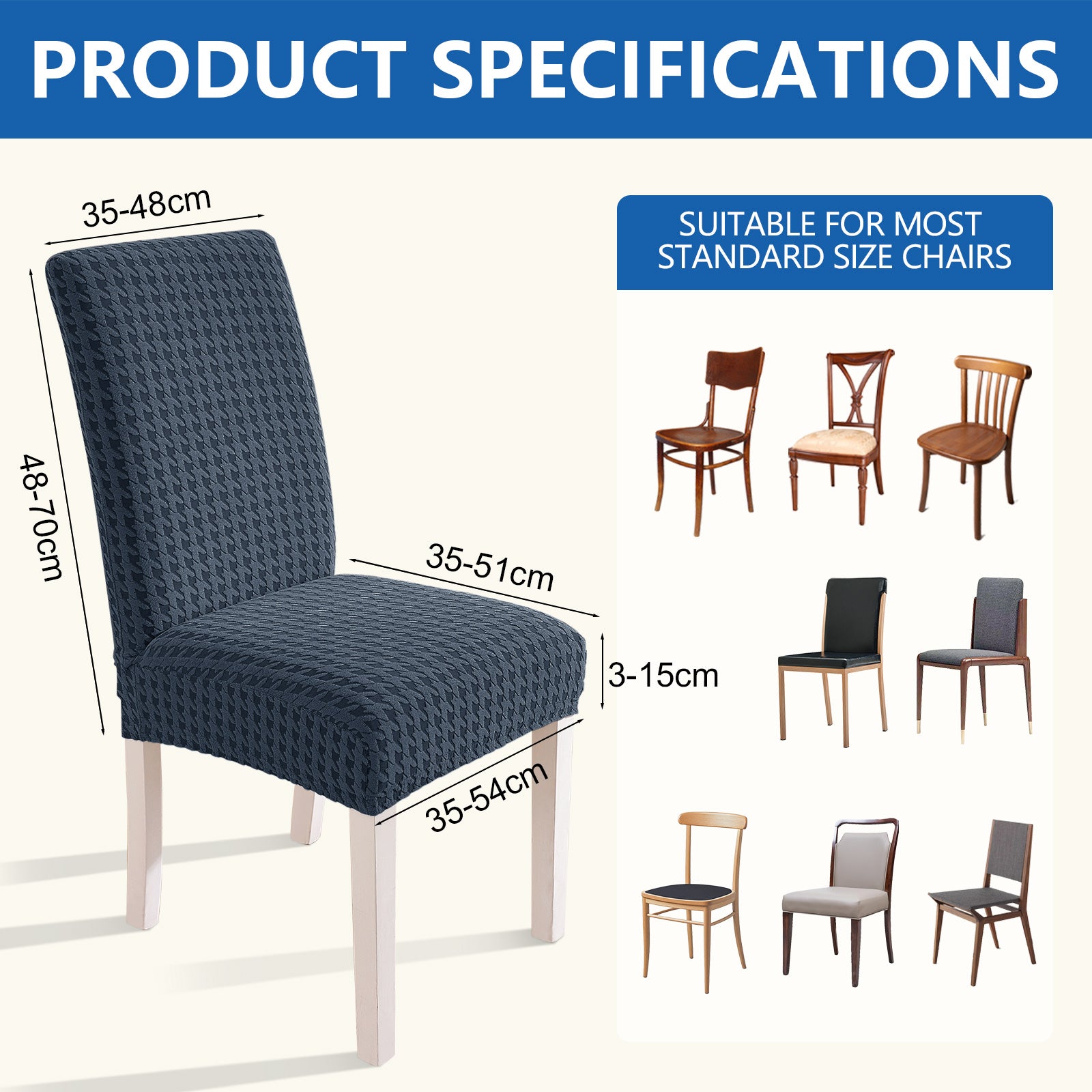 Ystyle 2-Piece Chair Covers with Backrest, Elastic Living Room Kitchen Chair Slipcovers, Universal Stretch Dining Chair Covers, Modern Cat-Scratch Resistant Chair Protectors