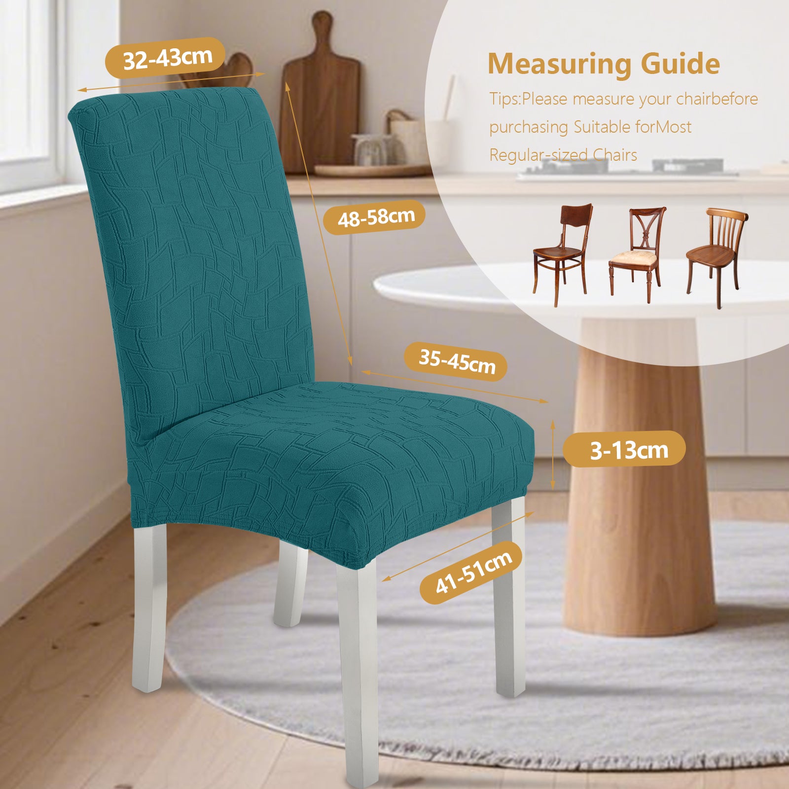 Ystyle 2-Piece Chair Covers with Backrest, Elastic Living Room Kitchen Chair Slipcovers, Soft Comfortable Anti-Scratch Chair Covers, Easy to Clean and Durable, Washable Removable