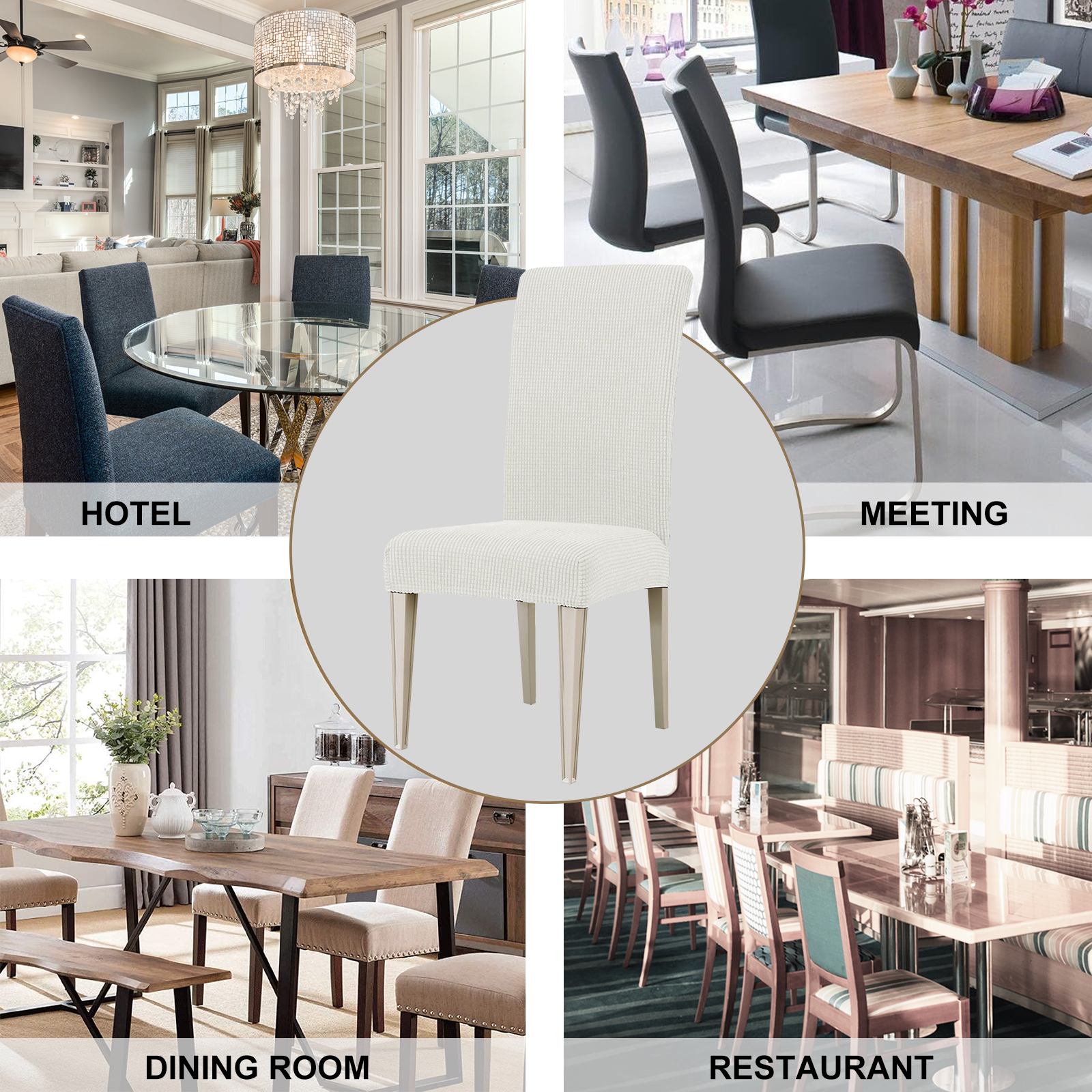 YSTYLE 4 pezzi di coprisedie elasticizzate per sala da pranzo motivo jacquard