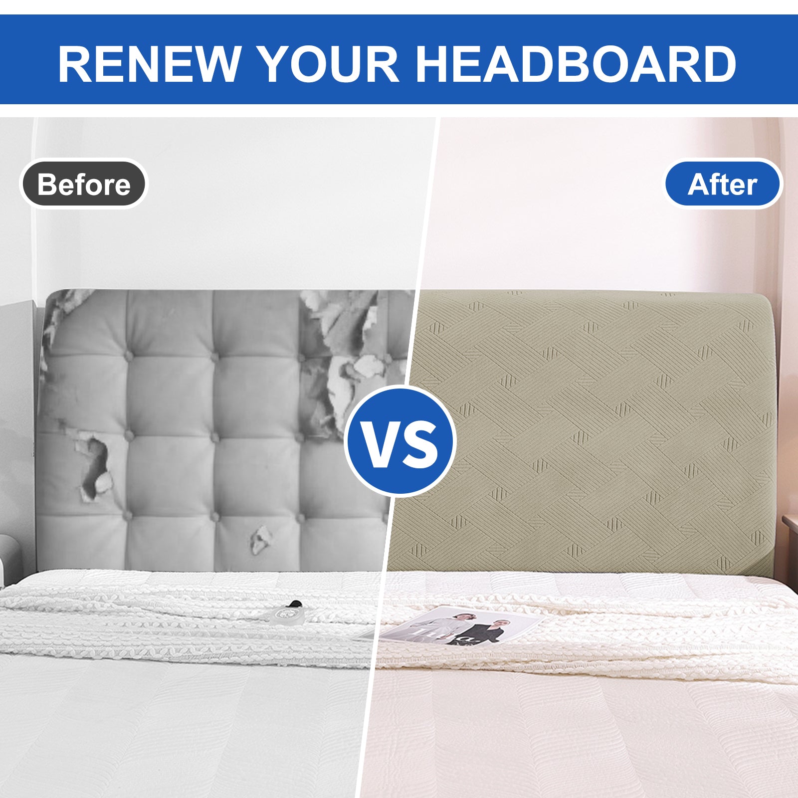 Ystyle 150cm Bed Headboard Cover, Elasticized Double/Single Bed Headboard Cover, Washable Double Bed Headboard Slipcover, Universal Dust-Proof Headboard Cover