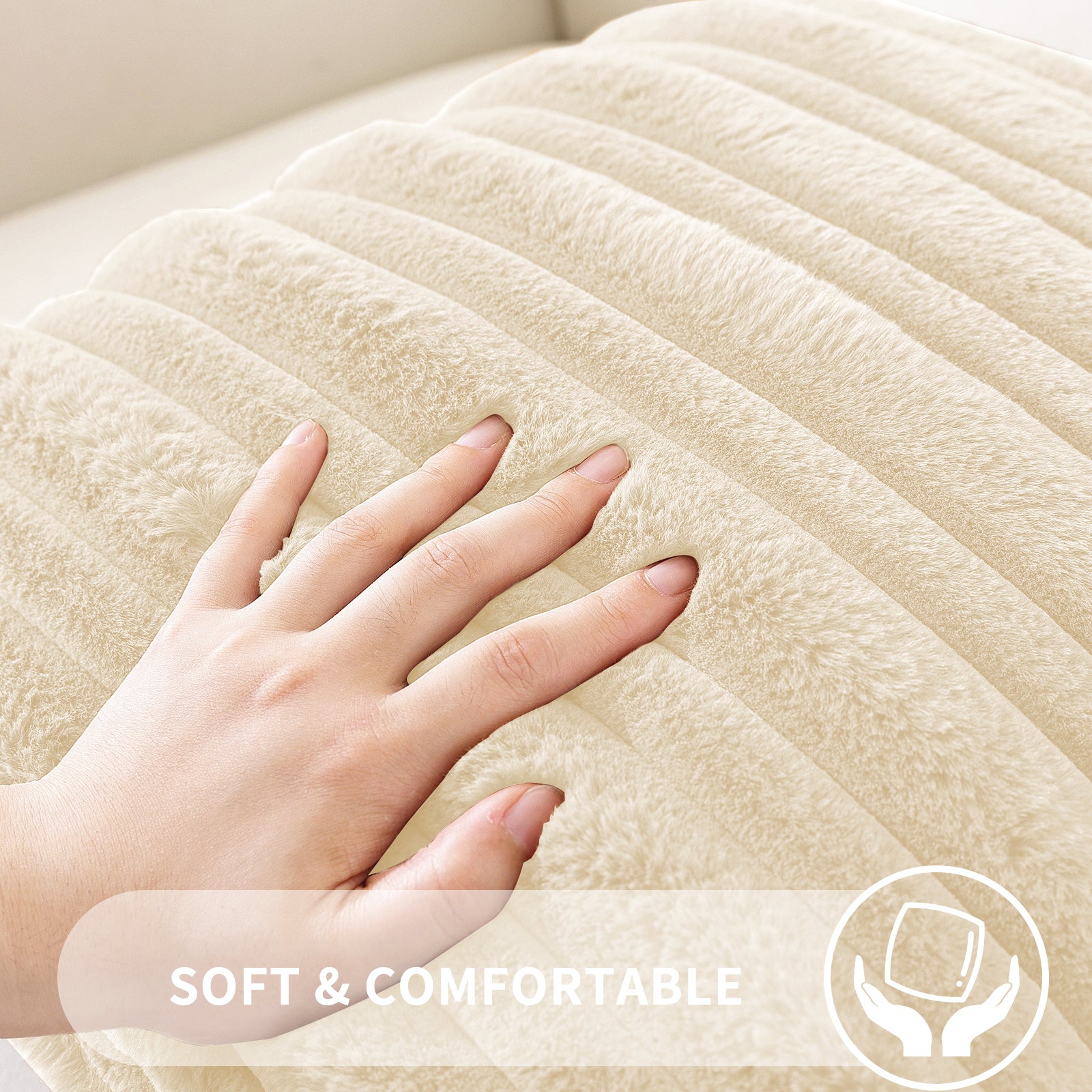 Ystyle Set of 2 Velvet Cushion Cover 50 x 50, Super Soft Striped Cushion Covers, Decoration Cushion Covers with Heart-Shaped Zipper, for Sofa Chair Bed Living Room