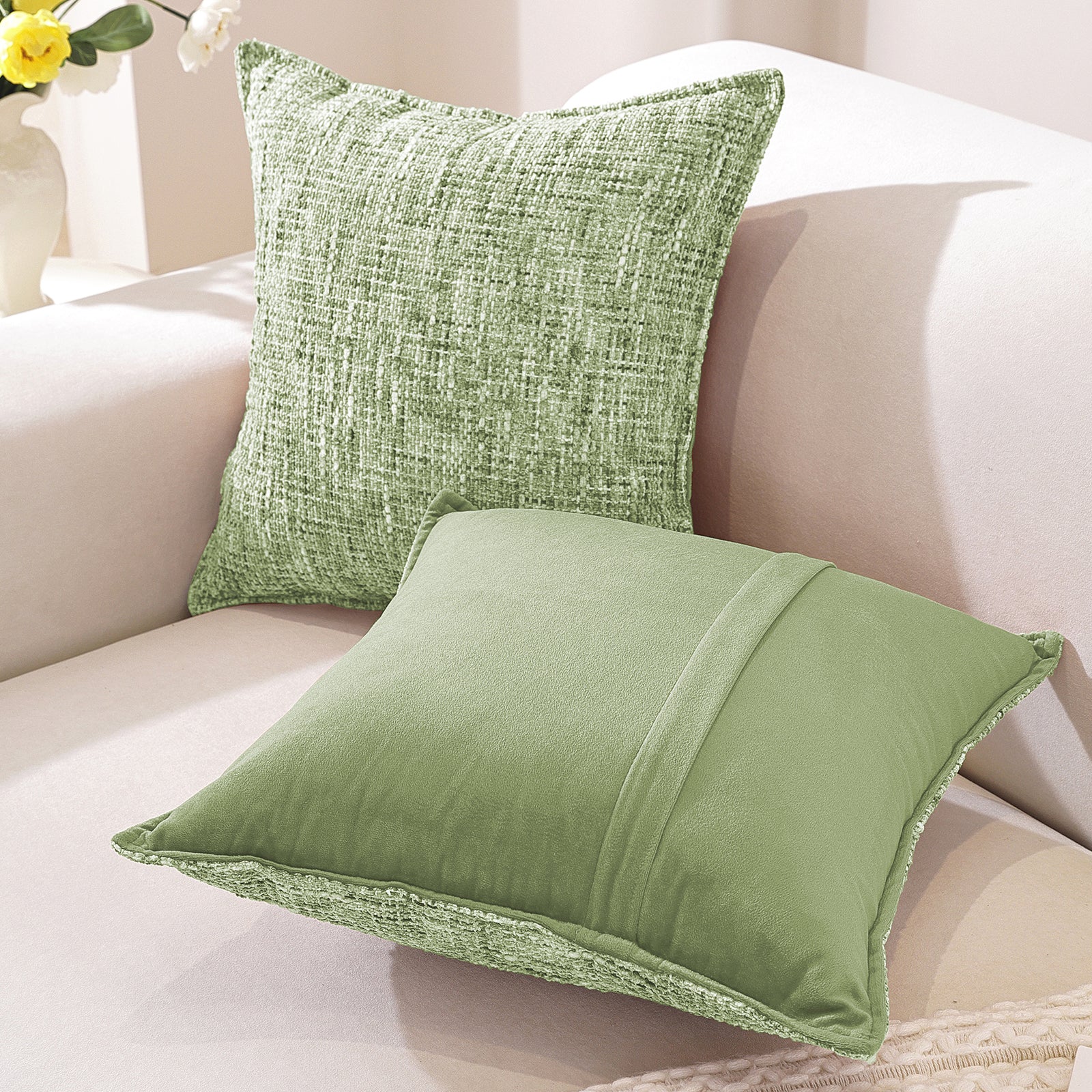 Ystyle Chenille Sofa Cushion Covers 45 x 45 cm, 2 Pieces, Soft Durable Cushion Cover, Sofa Cushion Cover with Corazón Shape, Elegant Decorative Pillowcase Living Room