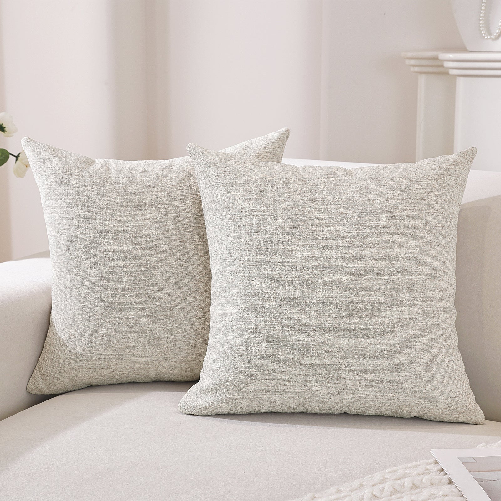 Ystyle 2 Pieces Linen Cushion Covers 60 x 60 cm, Decorative Sofa Cushion Covers, Invisible Zipper, Modern, Comfortable Sturdy, for Living Room, Bedroom