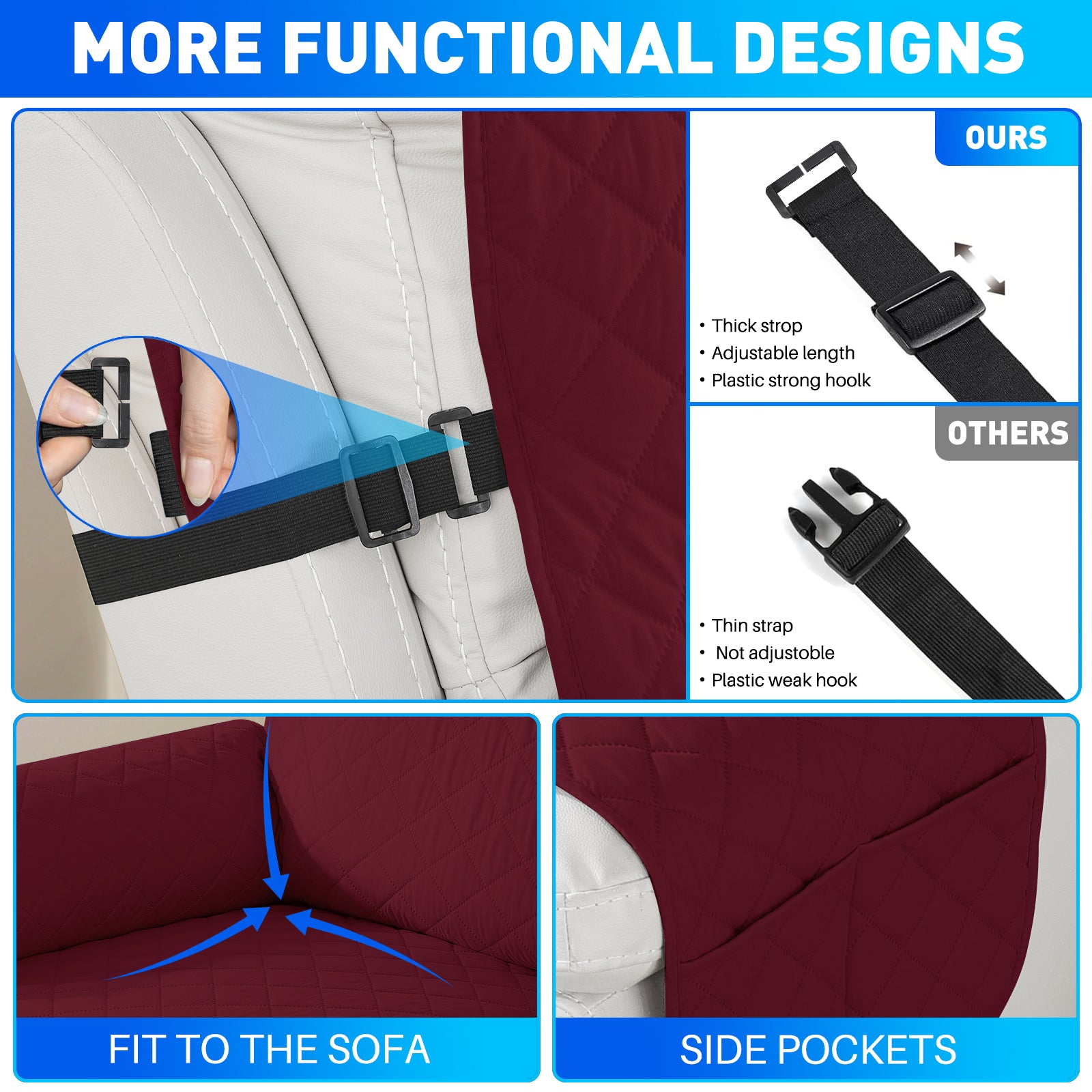 Ystyle Waterproof Recliner Chair Cover with Side Pockets Non Slip-YSTYLE