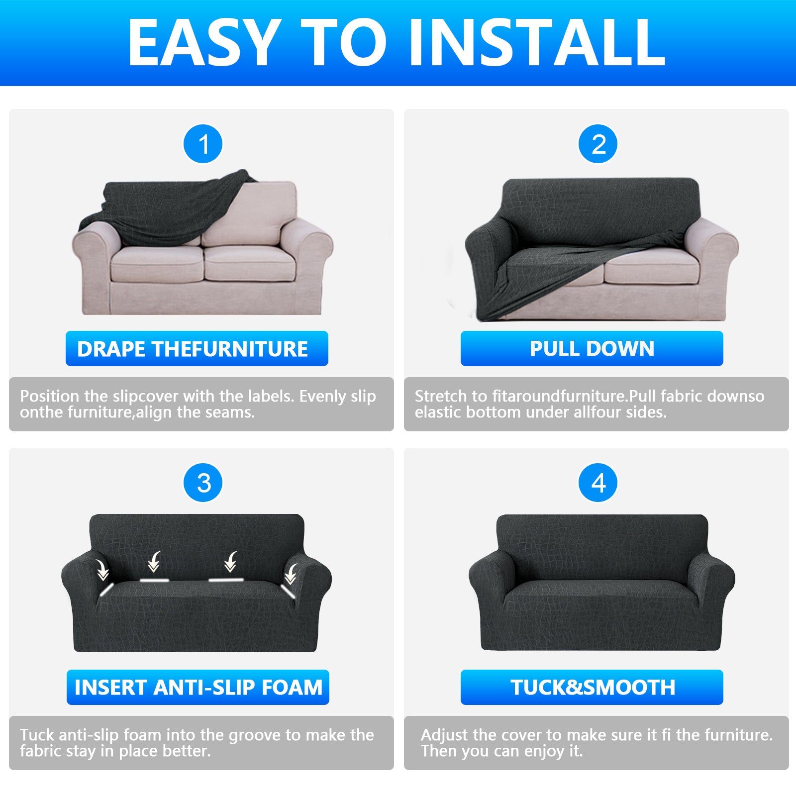 Ystyle Waterproof Stretch 4 Seater Sofa Cover Anti Slip-YSTYLE
