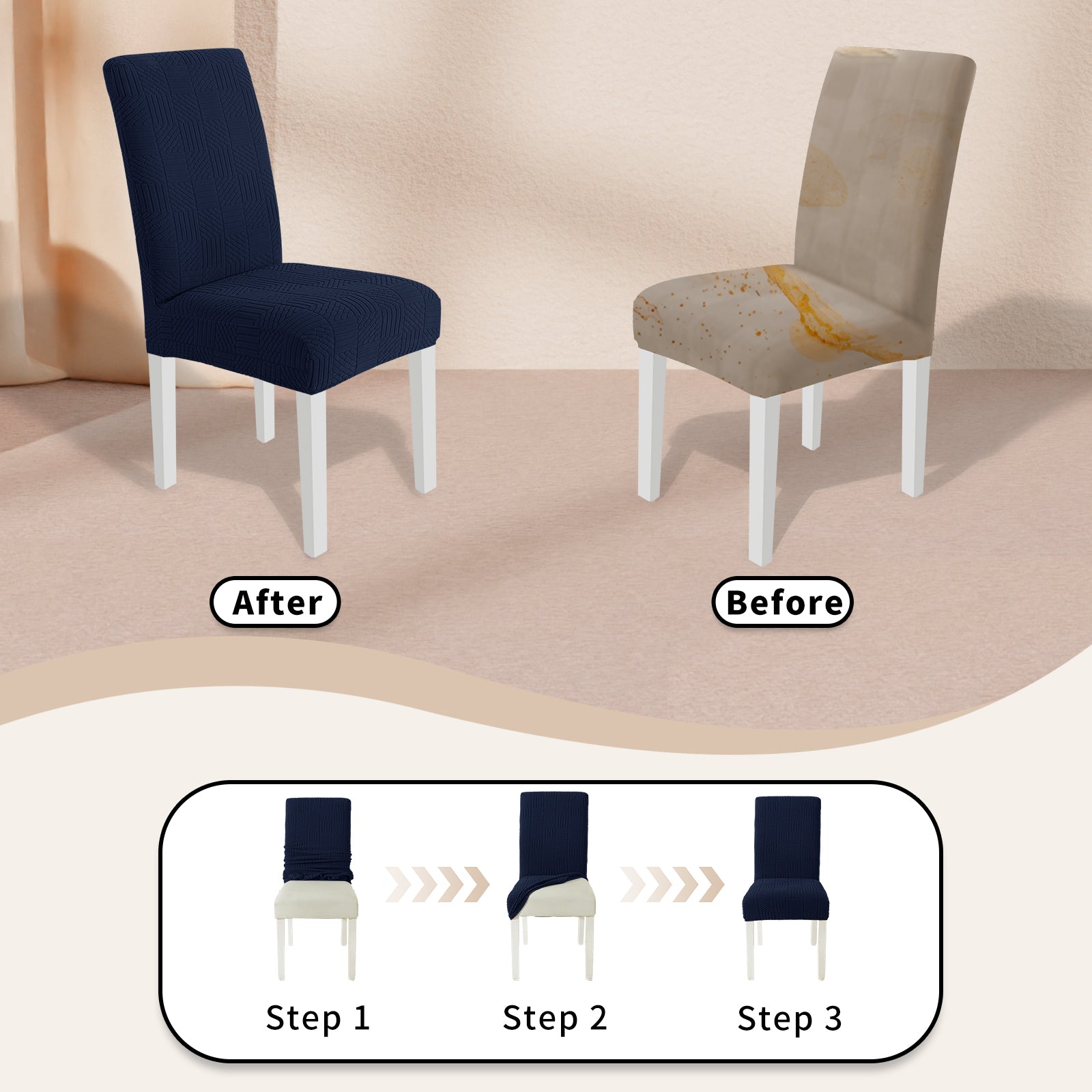 YSTYLE 2 Pieces élastique Dining Chair couvertures 48-70CM Back Height