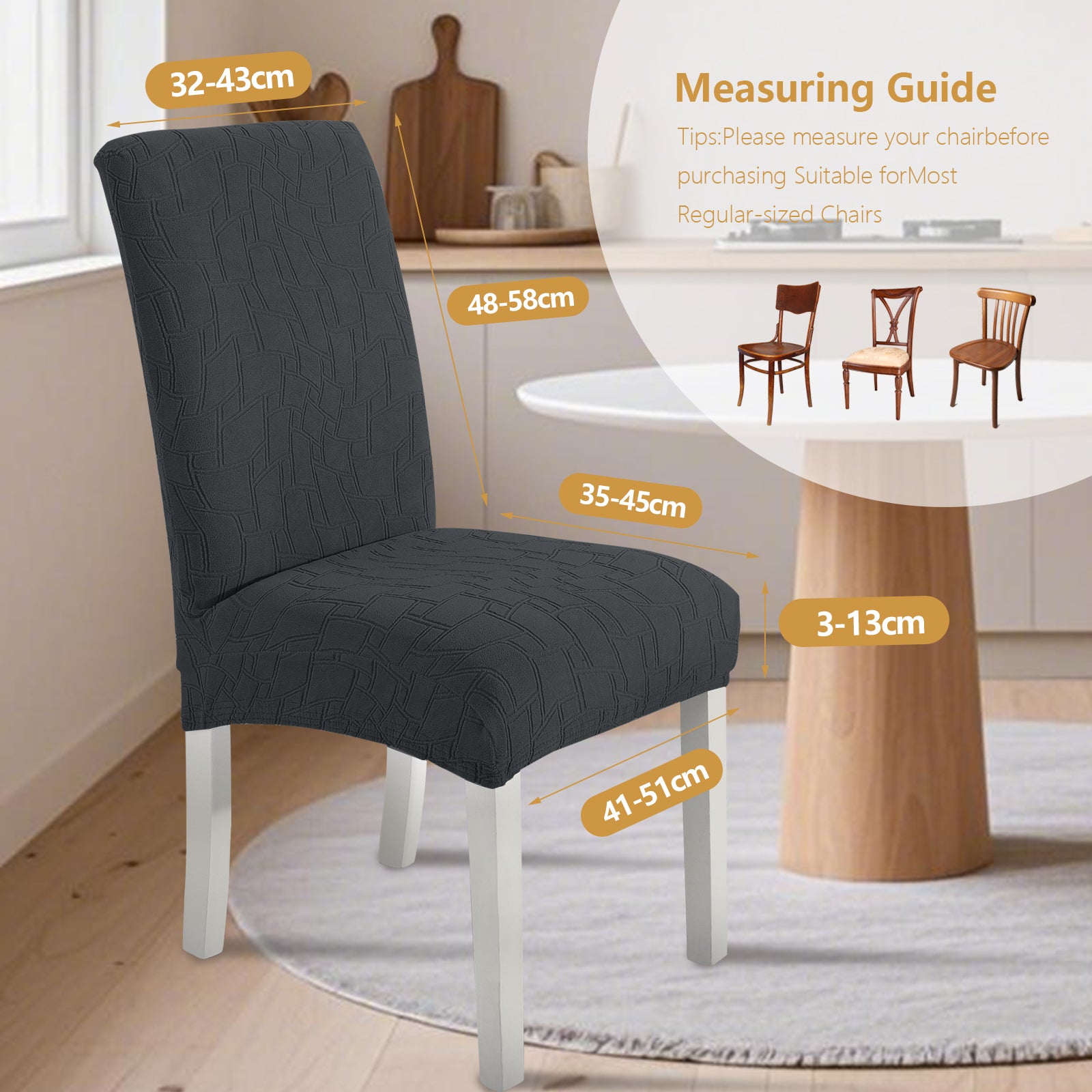 Ystyle 2-Piece Chair Covers with Backrest, Elastic Living Room Kitchen Chair Slipcovers, Soft Comfortable Anti-Scratch Chair Covers, Easy to Clean and Durable, Washable Removable