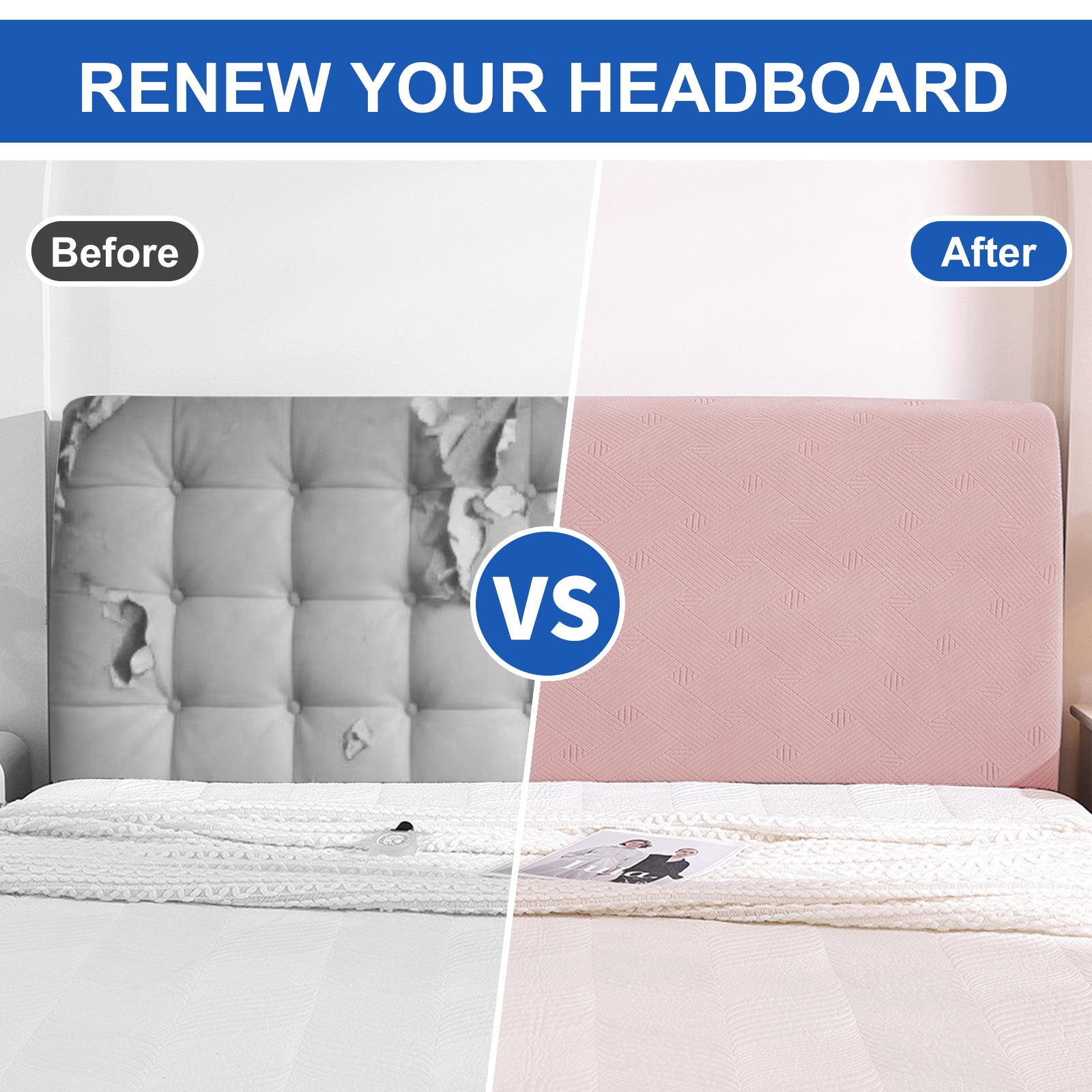 Ystyle 150cm Bed Headboard Cover, Elasticized Double/Single Bed Headboard Cover, Washable Double Bed Headboard Slipcover, Universal Dust-Proof Headboard Cover