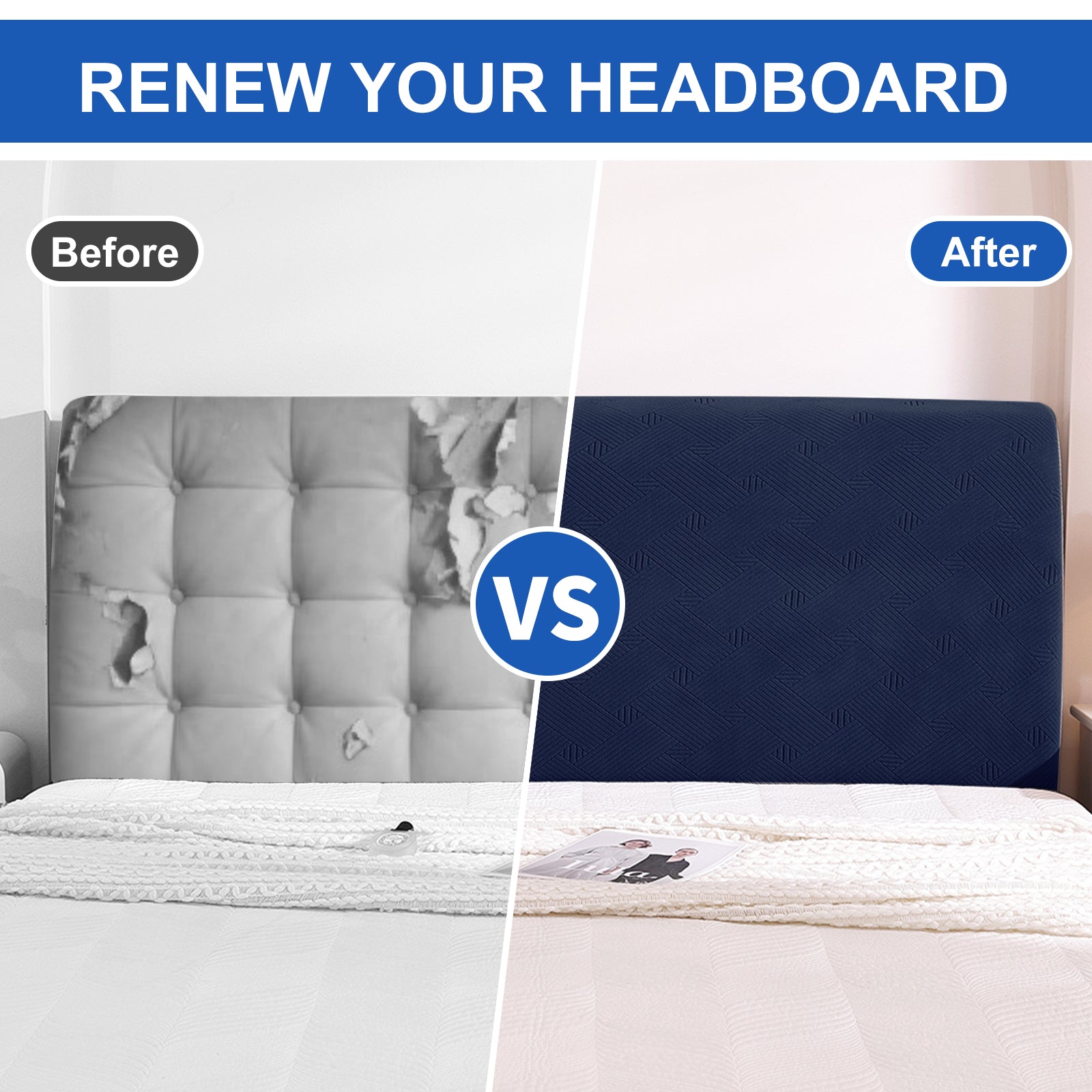 Ystyle 150cm Bed Headboard Cover, Elasticized Double/Single Bed Headboard Cover, Washable Double Bed Headboard Slipcover, Universal Dust-Proof Headboard Cover