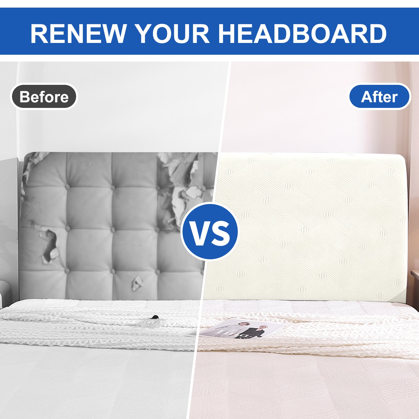 Ystyle 150cm Bed Headboard Cover, Elasticized Double/Single Bed Headboard Cover, Washable Double Bed Headboard Slipcover, Universal Dust-Proof Headboard Cover