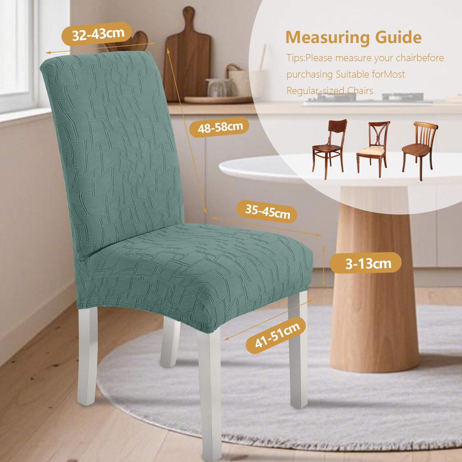 Ystyle 2-Piece Chair Covers with Backrest, Elastic Living Room Kitchen Chair Slipcovers, Soft Comfortable Anti-Scratch Chair Covers, Easy to Clean and Durable, Washable Removable