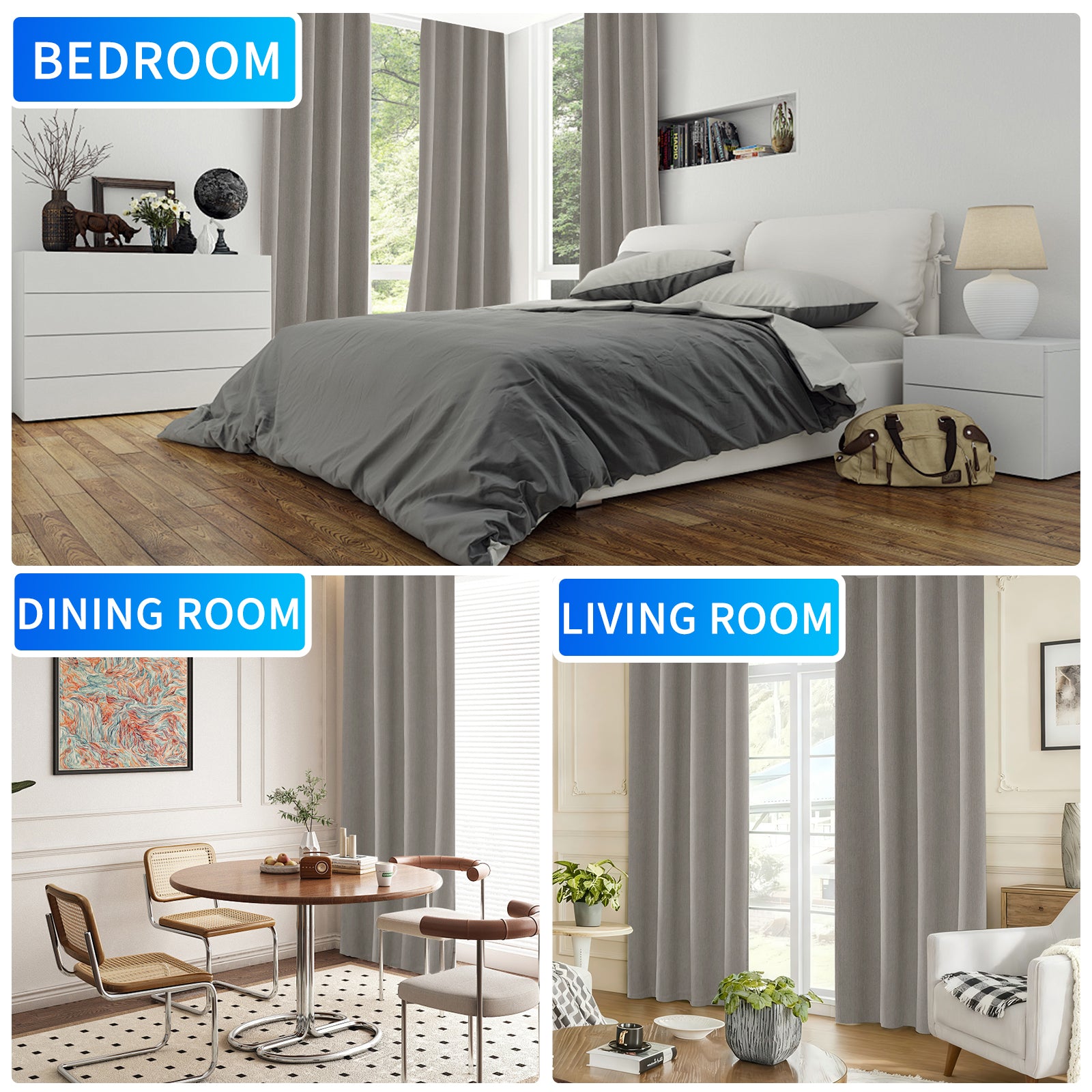 Ystyle 2 Pieces Linen Blackout Curtains Thermal-YSTYLE